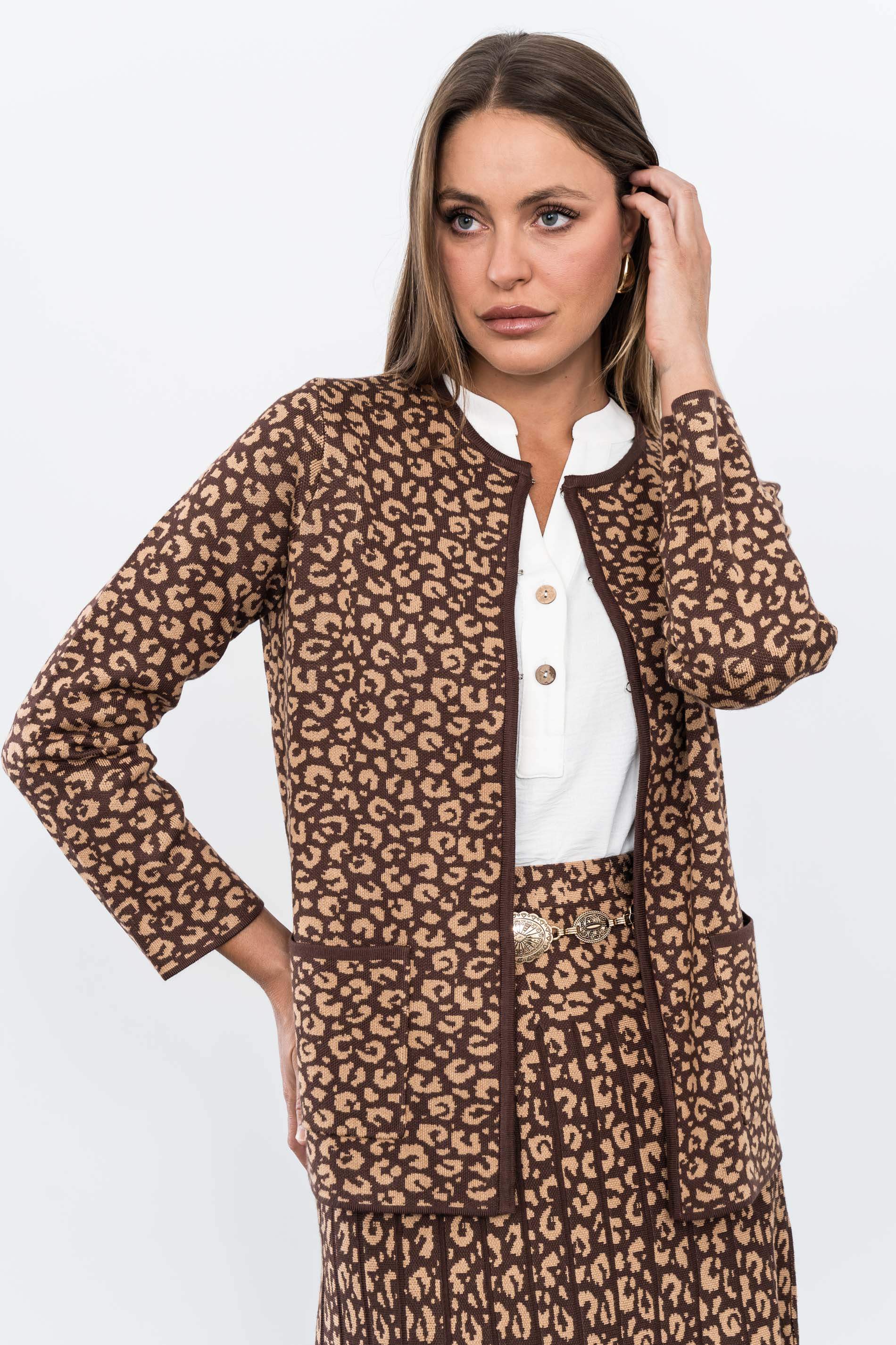 FALDA PLISADA PUNTO ANIMAL MARRON - Imagen 6
