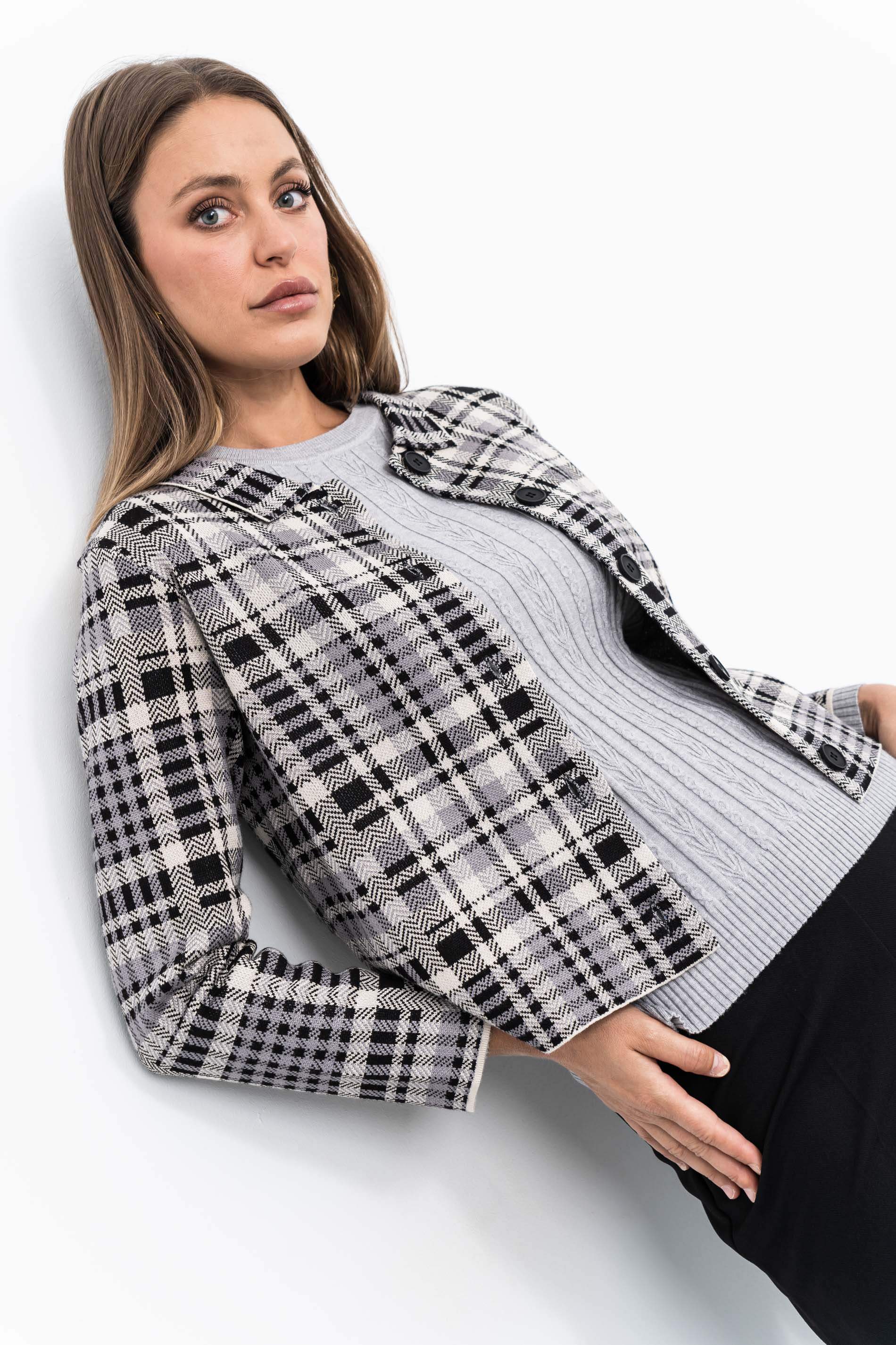 CHAQUETA CUELLO POLO CUADROS - Imagen 3