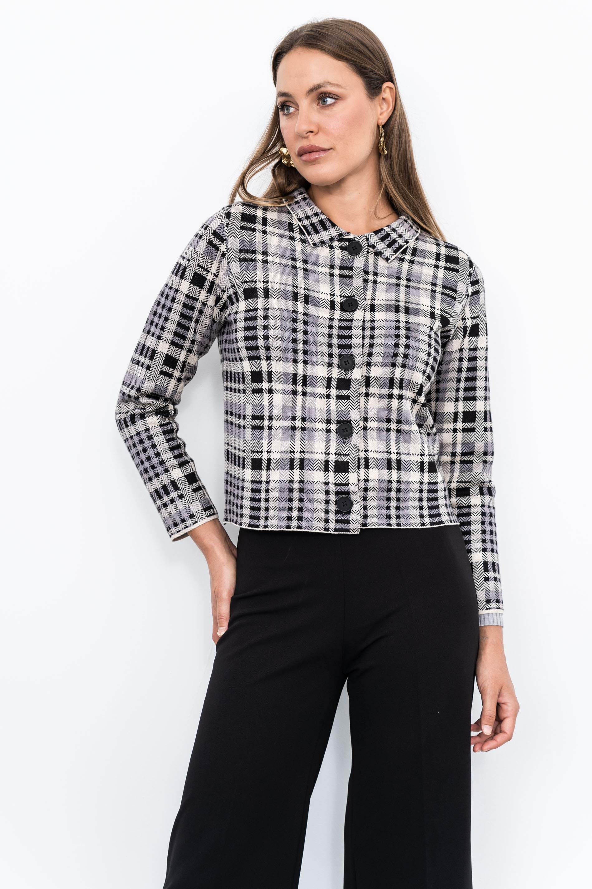 CHAQUETA CUELLO POLO CUADROS - Imagen 4