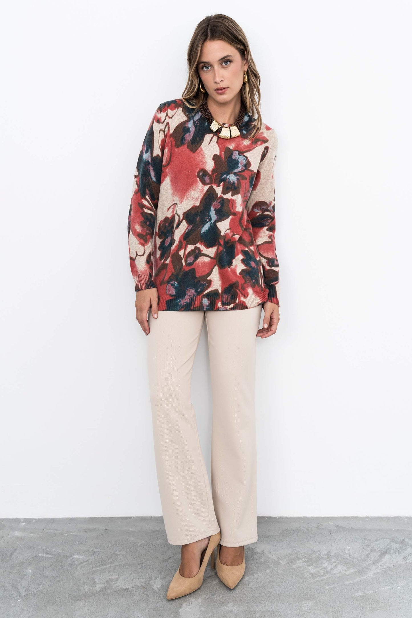 JERSEY ESTAMPADO FLORAL BURDEOS - Imagen 5