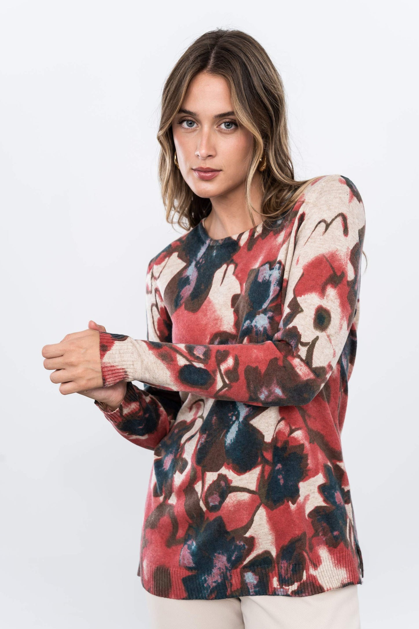 JERSEY ESTAMPADO FLORAL BURDEOS - Imagen 6