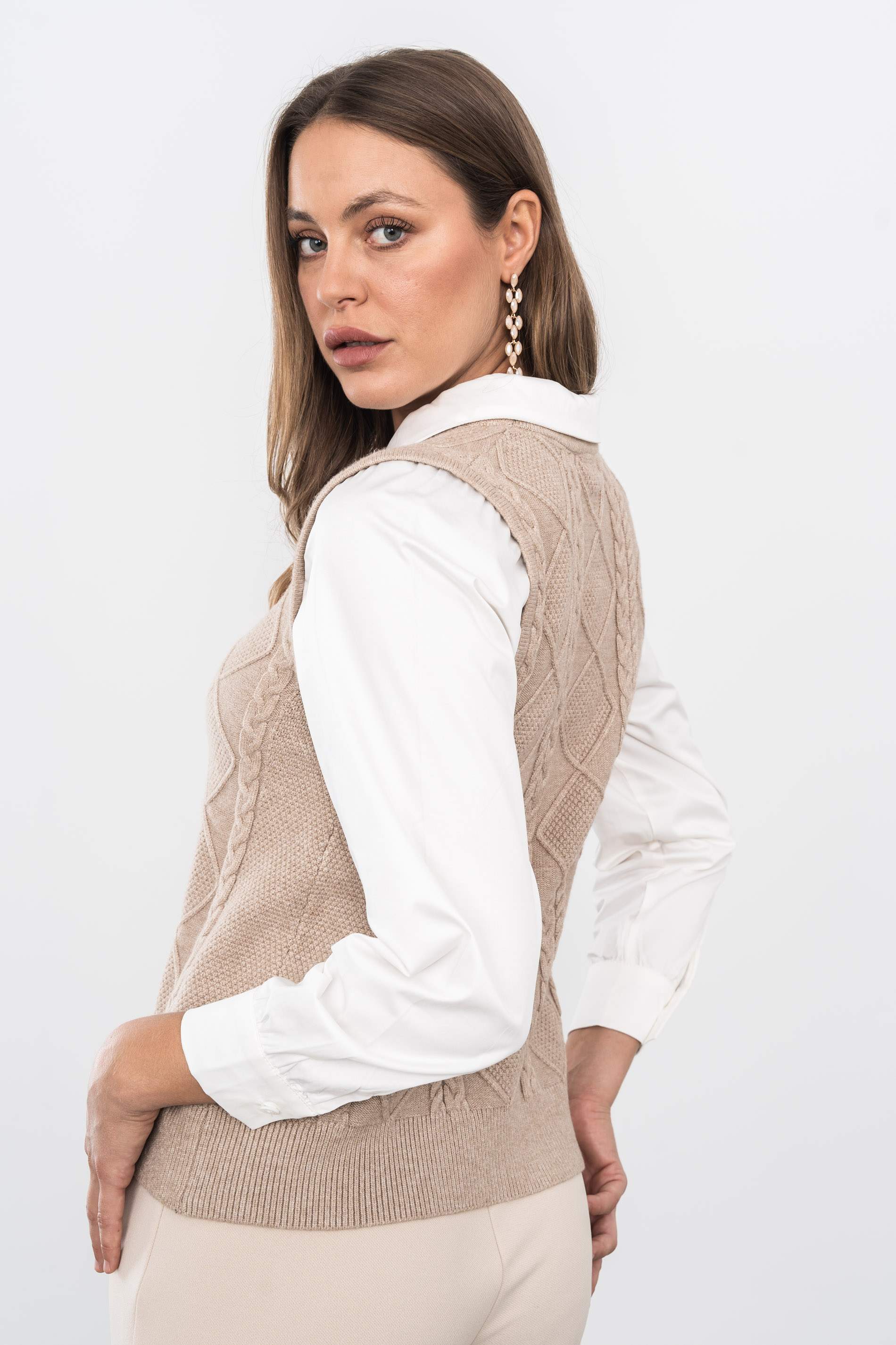 CHALECO COMBINADO BLUSA ARENA - Imagen 6
