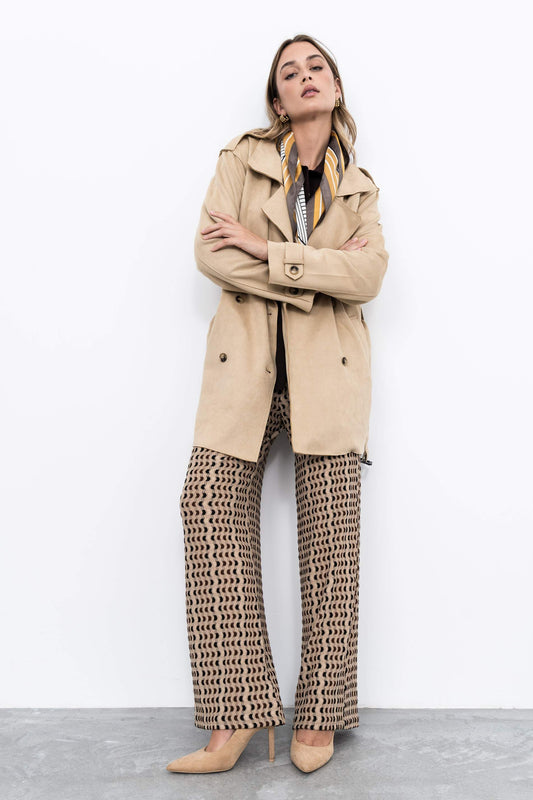GABARDINA CORTA EFECTO ANTE BEIGE
