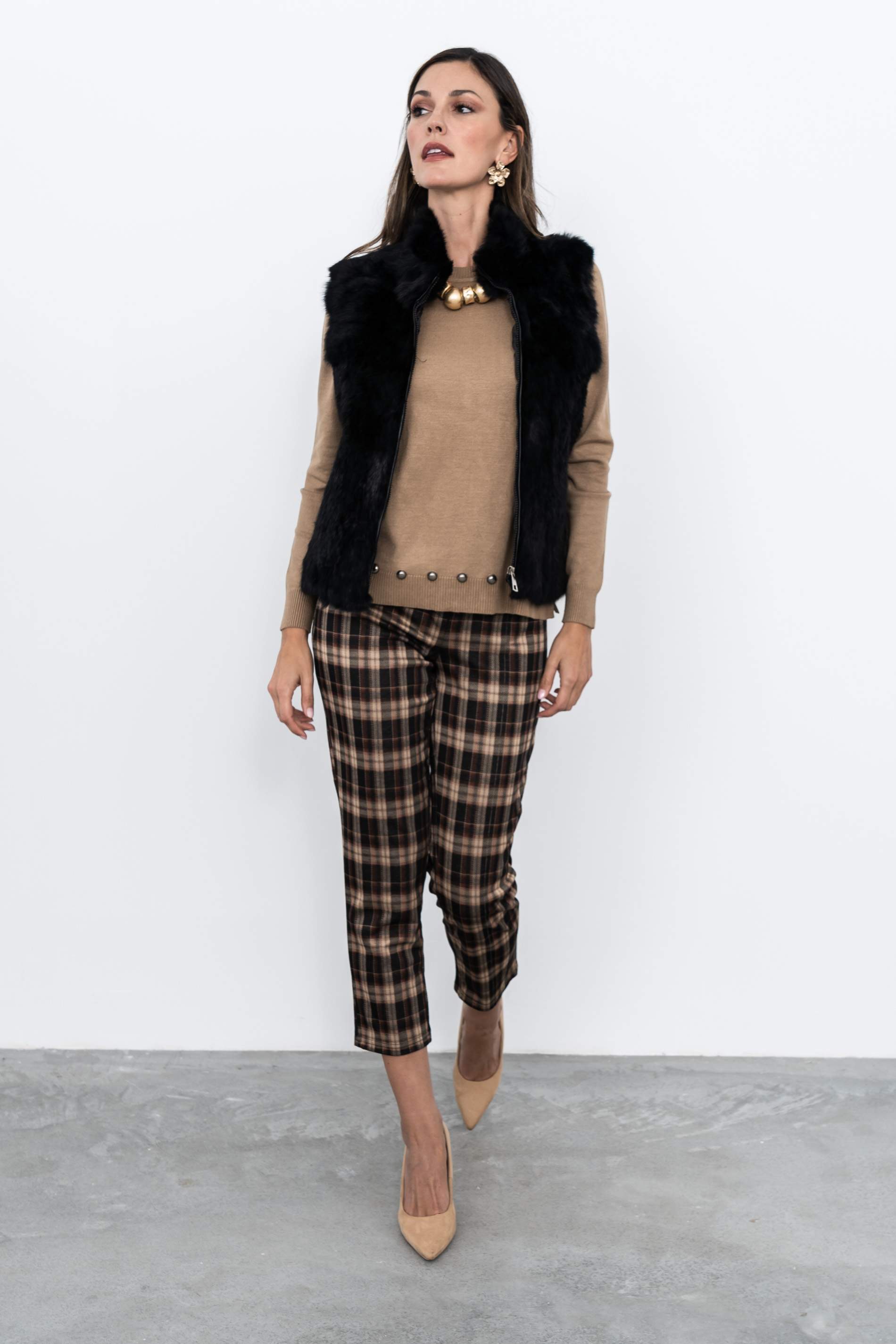 PANTALON CUADRO COMBINADO