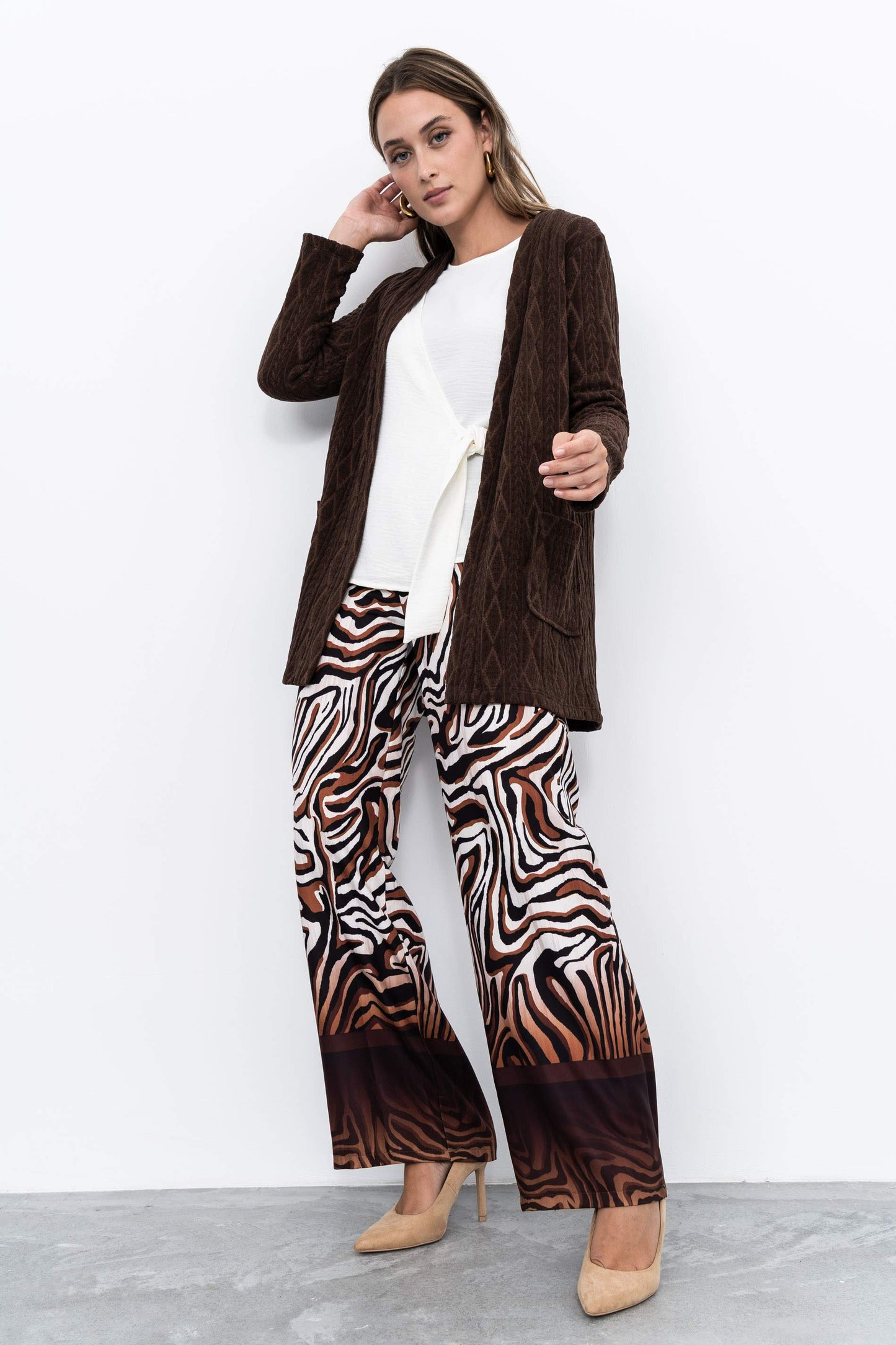 CHAQUETA PUNTO ROMBO CHOCOLATE