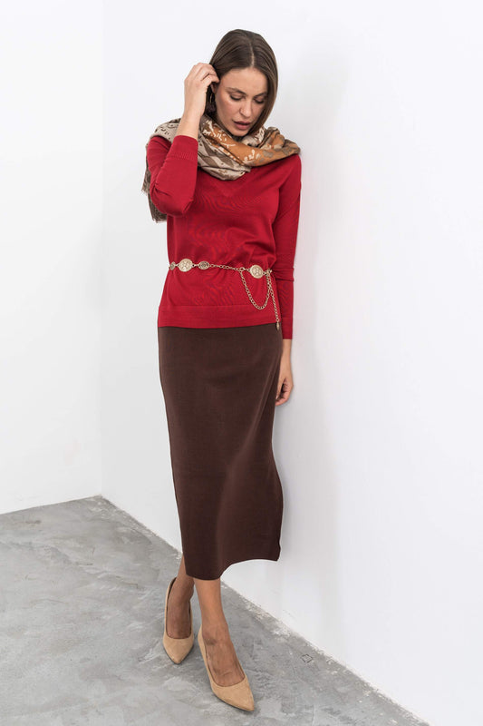 FOULARD BLOQUES ESTAMPADO MARRON