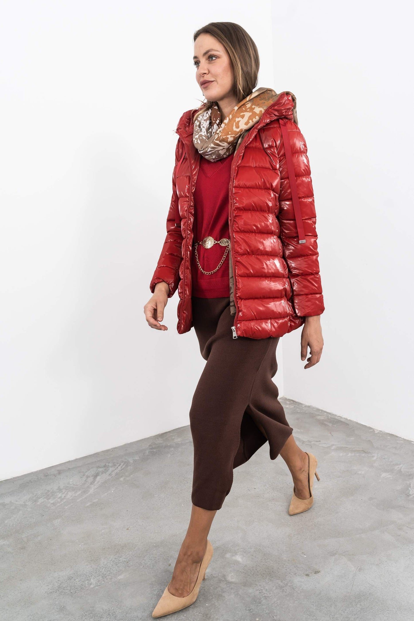 FOULARD BLOQUES ESTAMPADO MARRON - Imagen 6