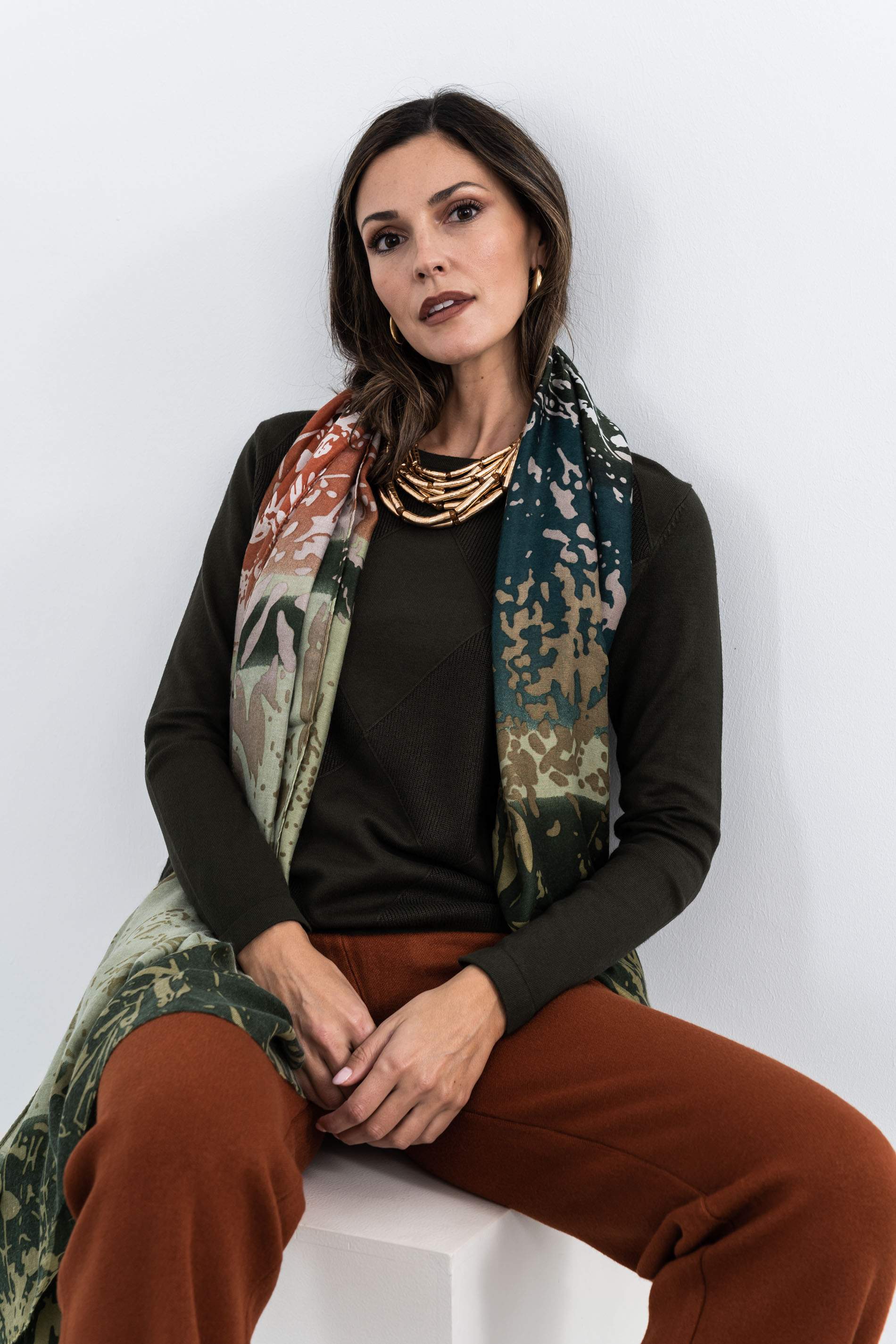 FOULARD BLOQUES ESTAMPADO VERDE - Imagen 3