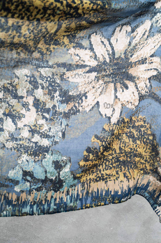 FOULARD FLOR PINCELADAS AZUL