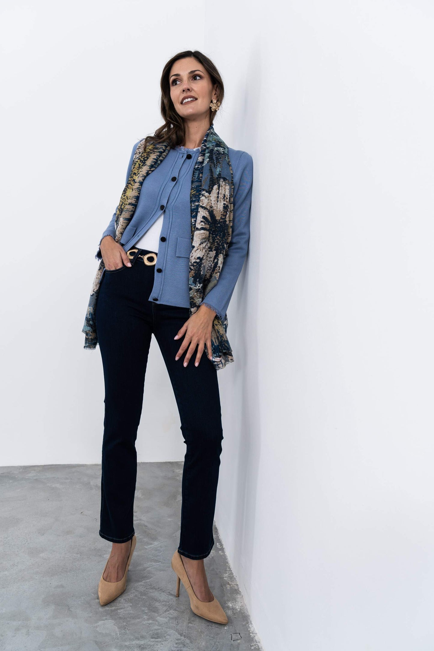 FOULARD FLOR PINCELADAS AZUL - Imagen 3