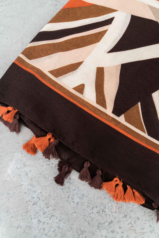 FOULARD GEOMETRICOS POMPONES CALDERA