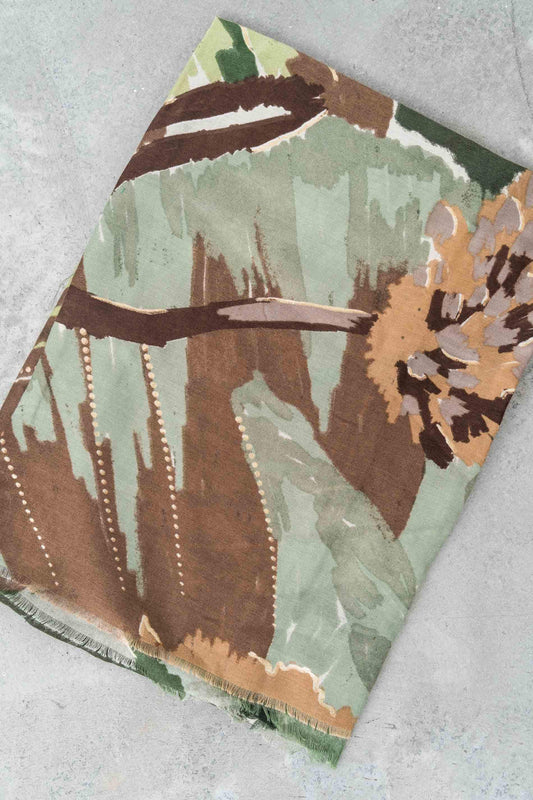 FOULARD FLOR DETALLE ORO VERDE