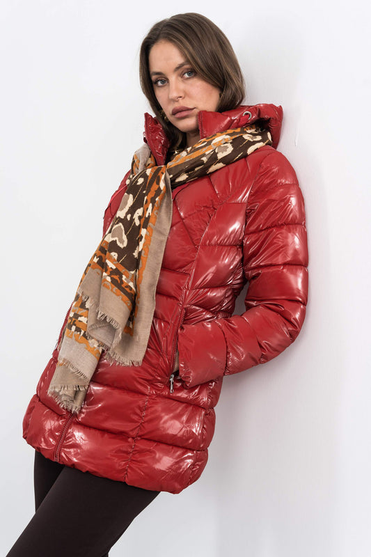 FOULARD ESTAMPADO ANIMAL ORO CAMEL