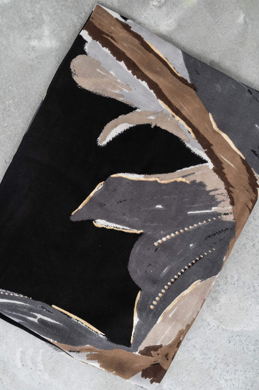 FOULARD FLOR DETALLE ORO NEGRO