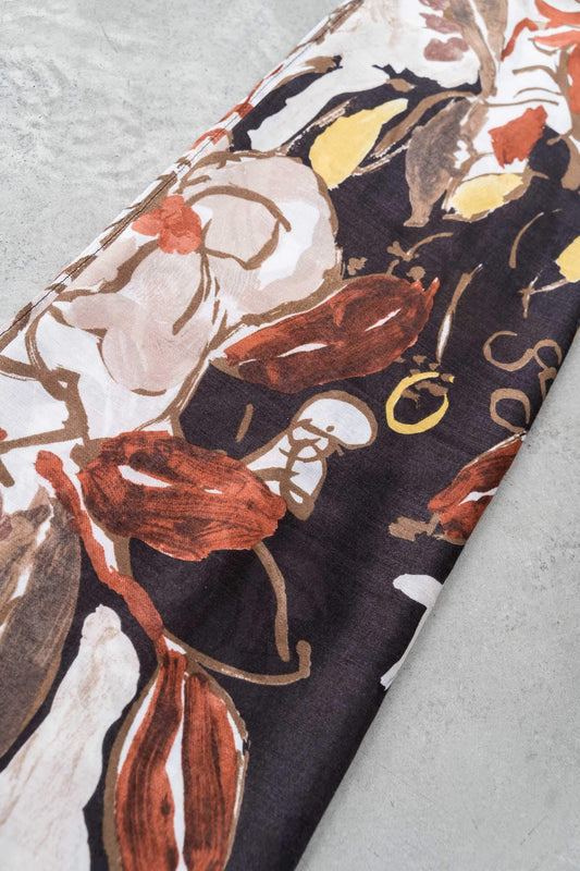 FOULARD FLOR PINCELADA MARRON