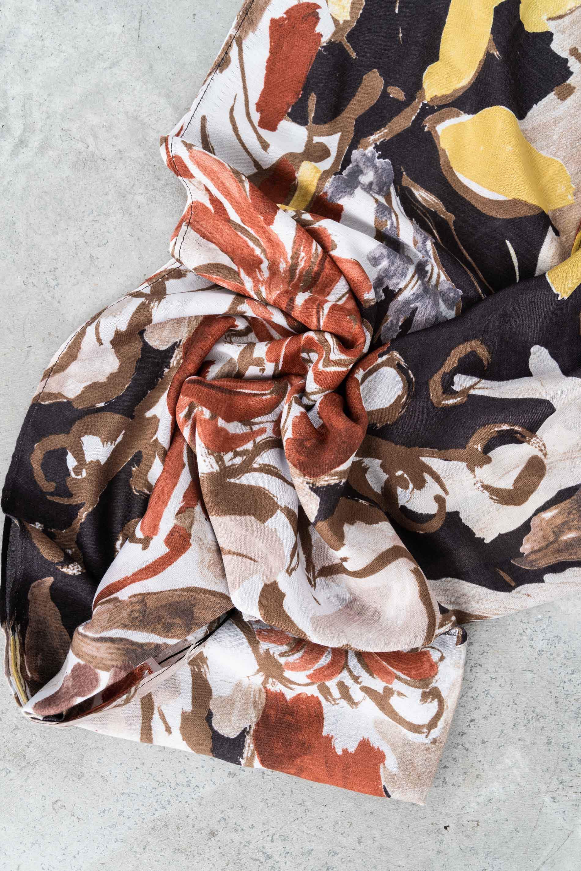 FOULARD FLOR PINCELADA MARRON - Imagen 2
