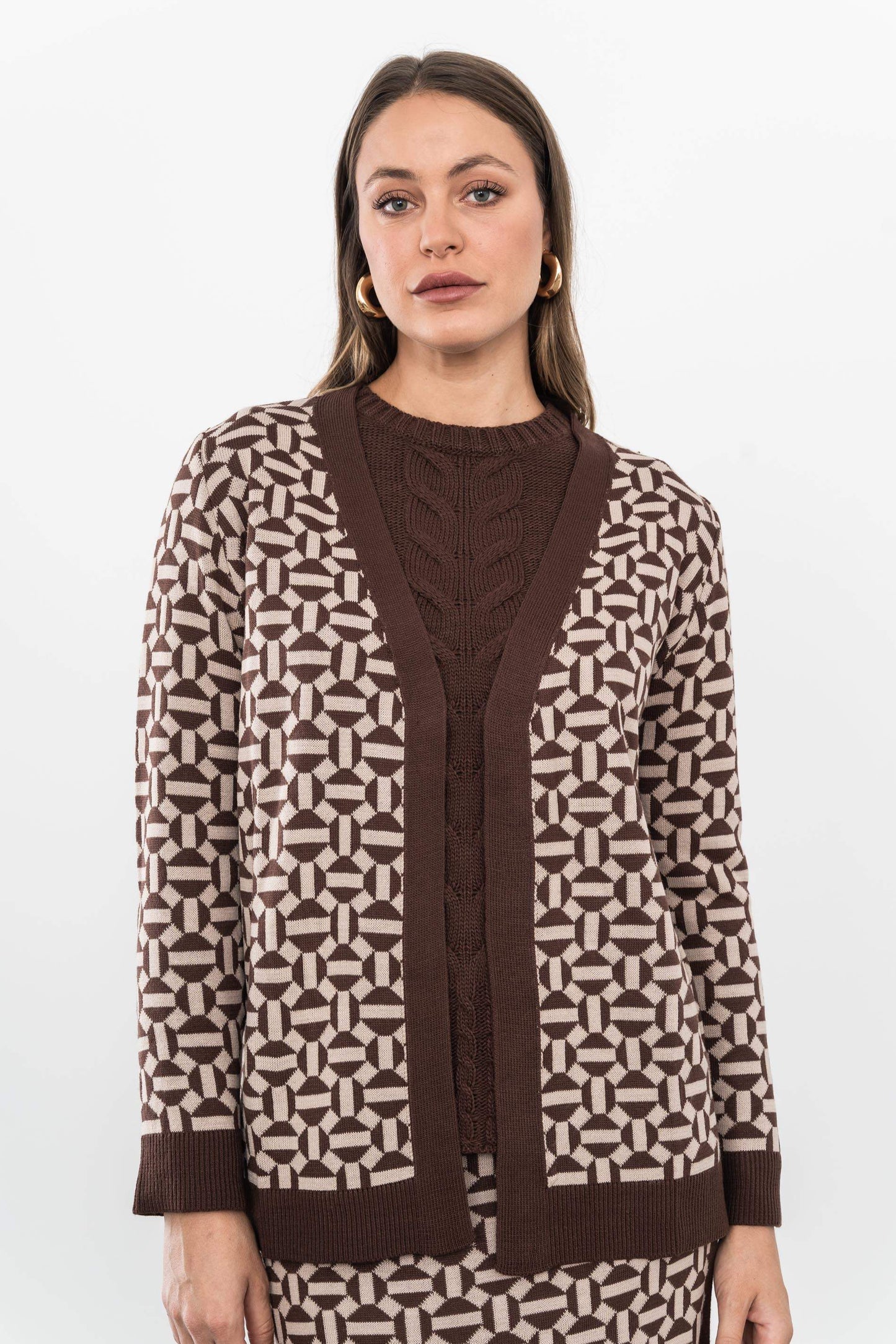 CHAQUETA GEOMETRICOS MARRON - Imagen 3