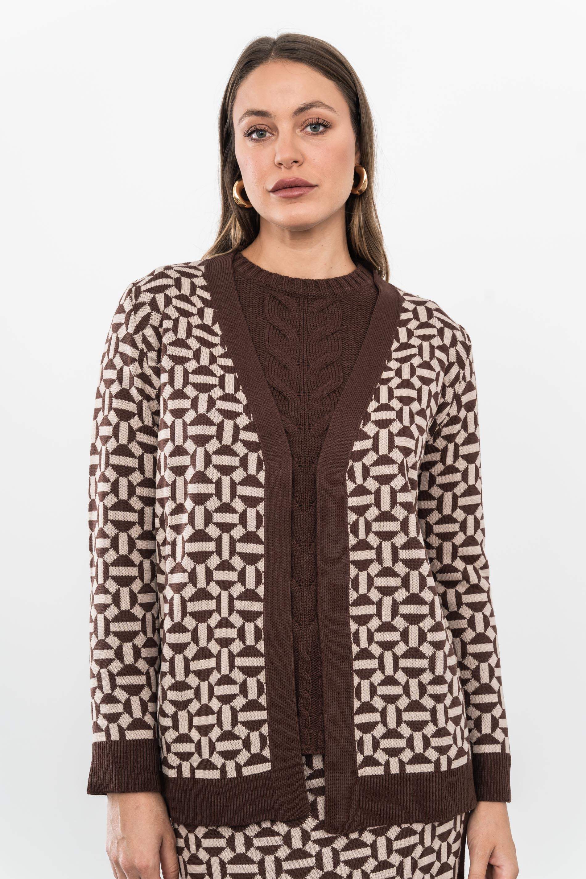 CHAQUETA GEOMETRICOS MARRON - Imagen 3