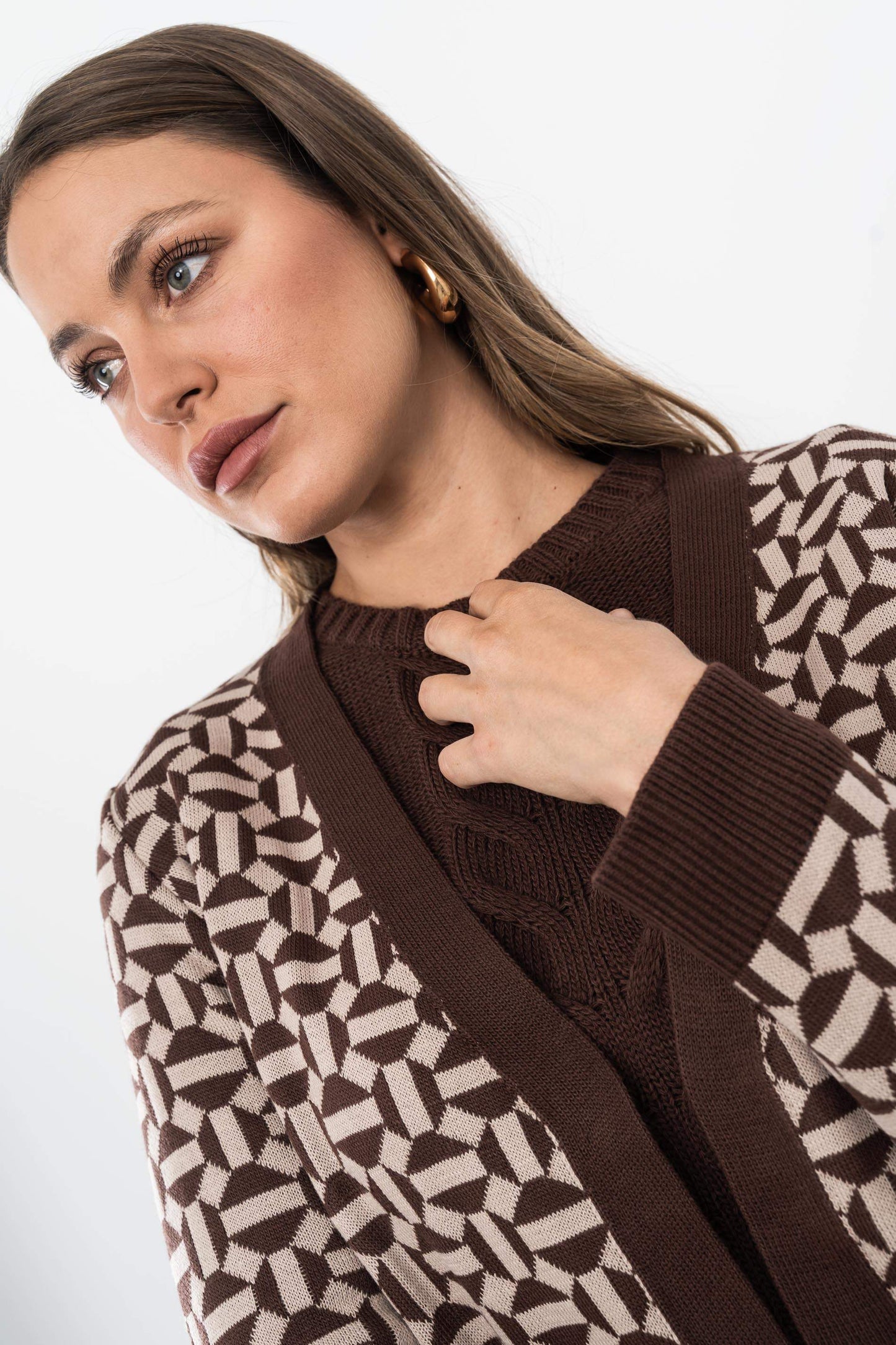 CHAQUETA GEOMETRICOS MARRON - Imagen 4