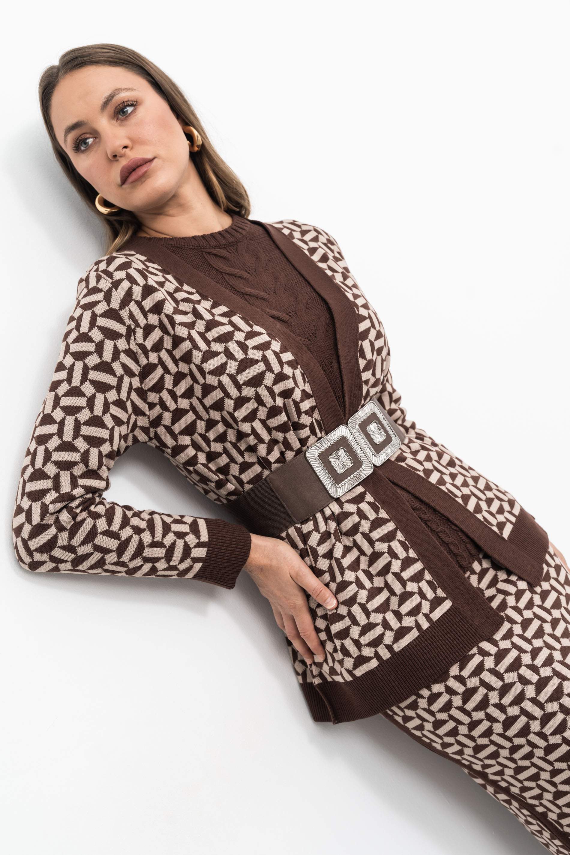 CHAQUETA GEOMETRICOS MARRON - Imagen 6