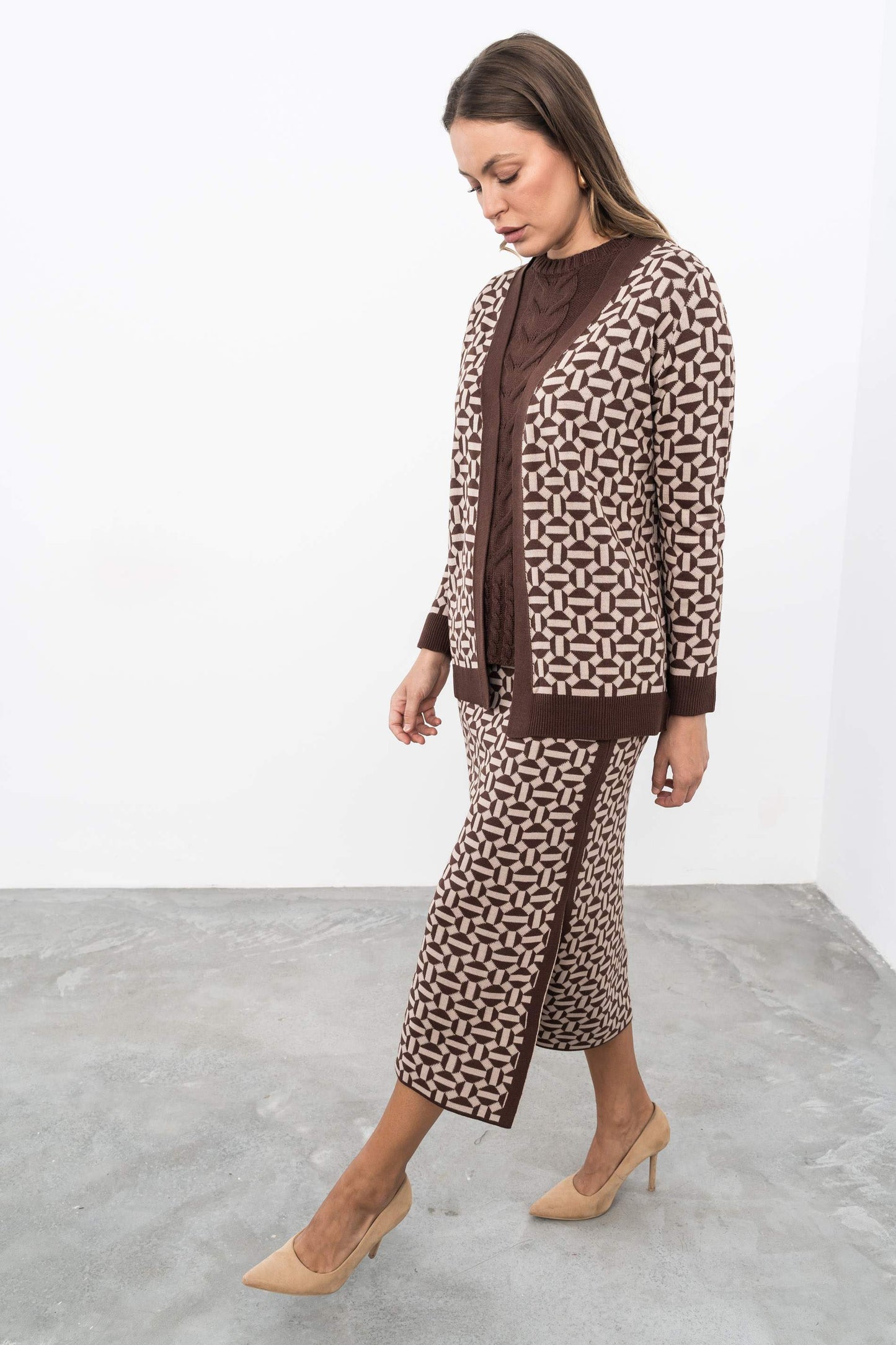 CHAQUETA GEOMETRICOS MARRON - Imagen 8