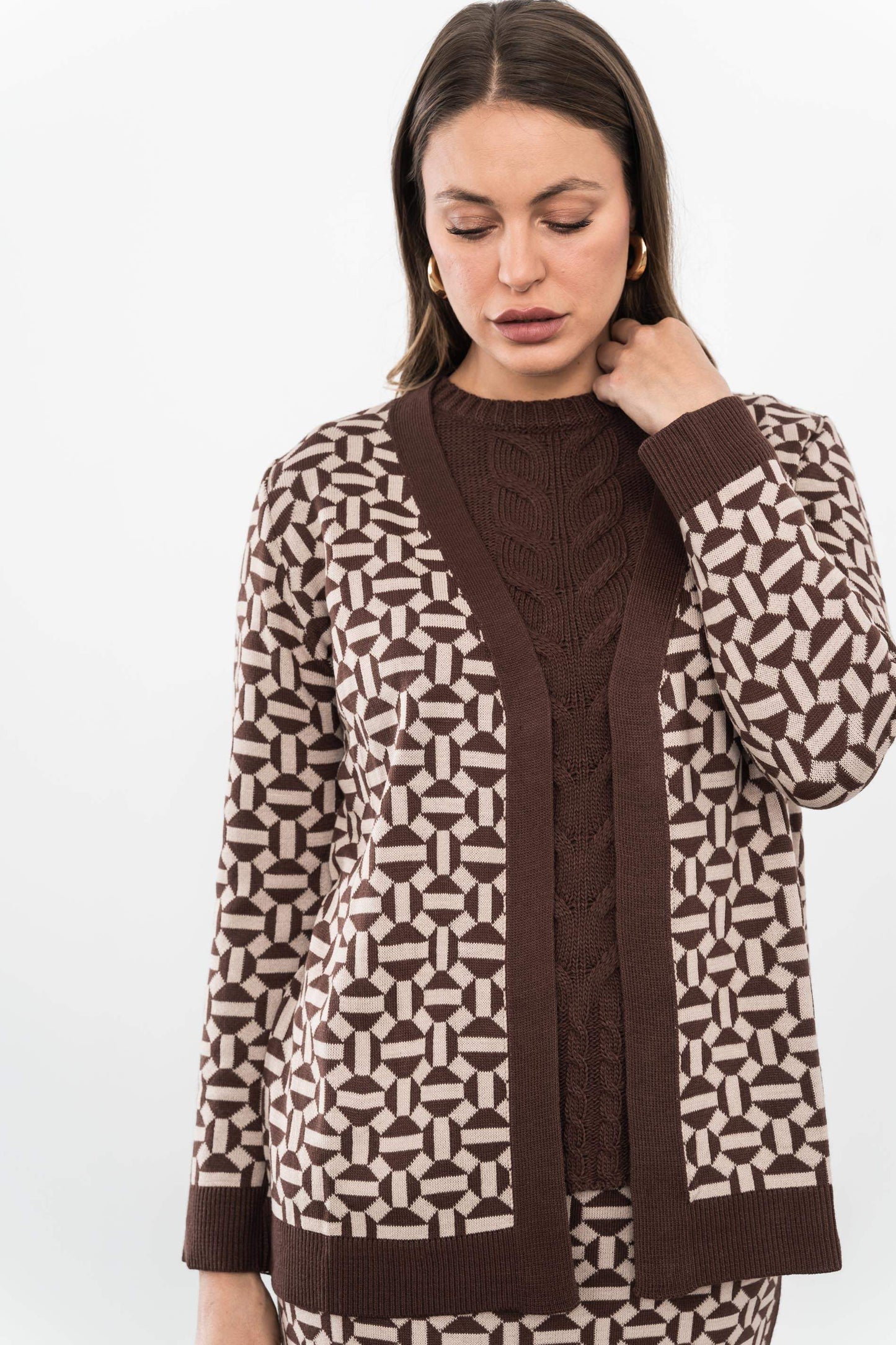 CHAQUETA GEOMETRICOS MARRON - Imagen 9