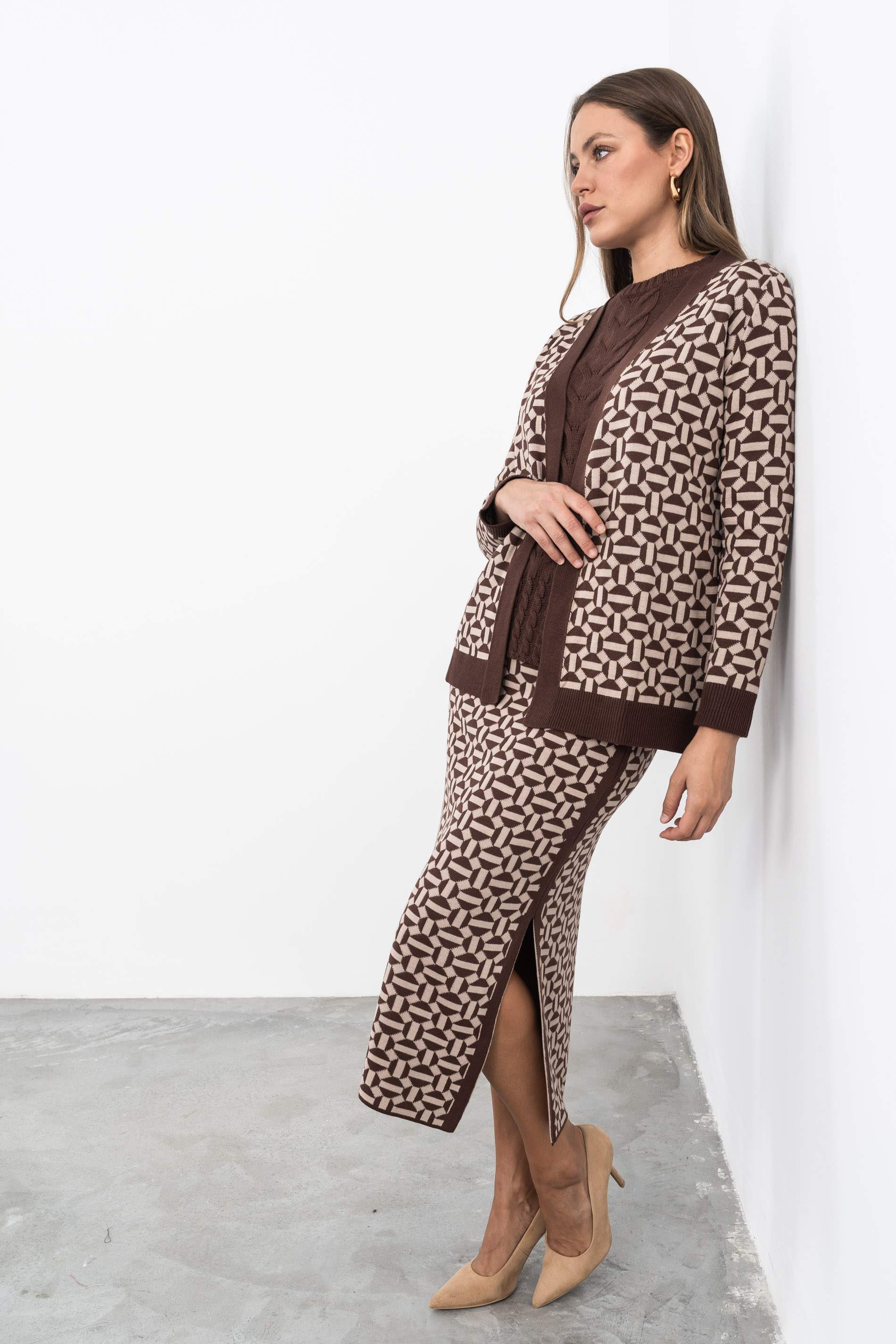 FALDA GEOMETRICOS MARRON - Imagen 2