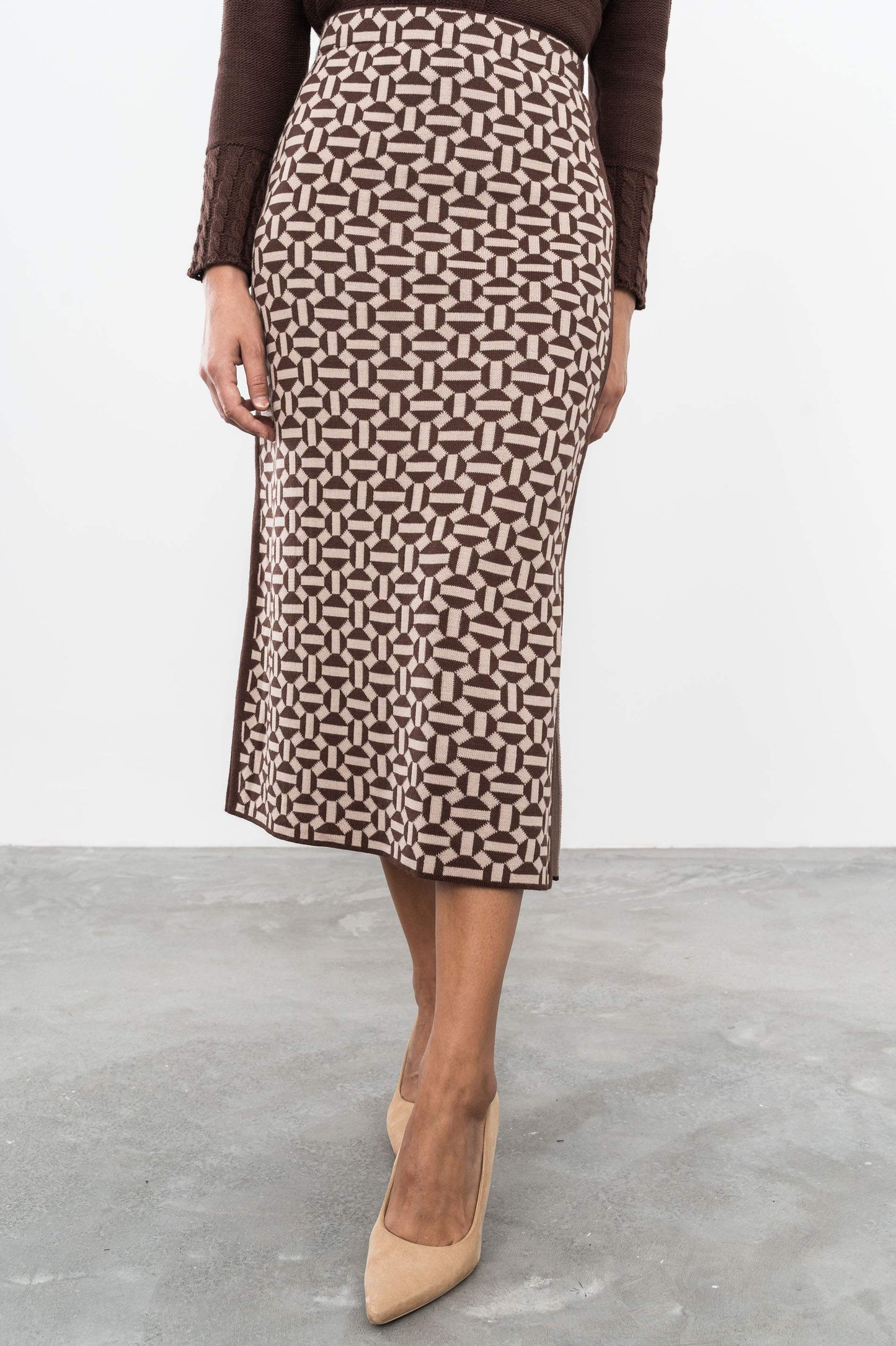 FALDA GEOMETRICOS MARRON - Imagen 3