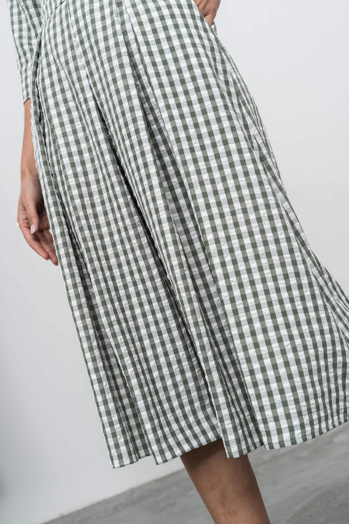 FALDA TABLAS CUADROS KAKI