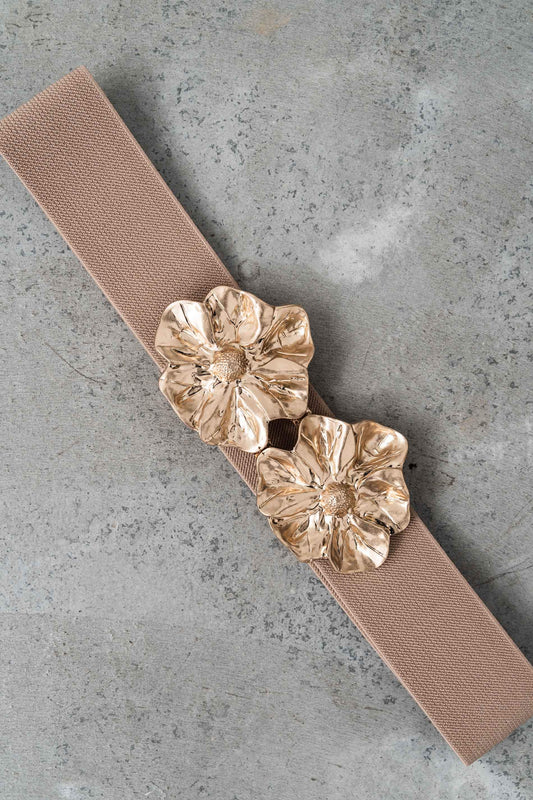 CINTURON ELASTICO FLOR METAL CAMEL
