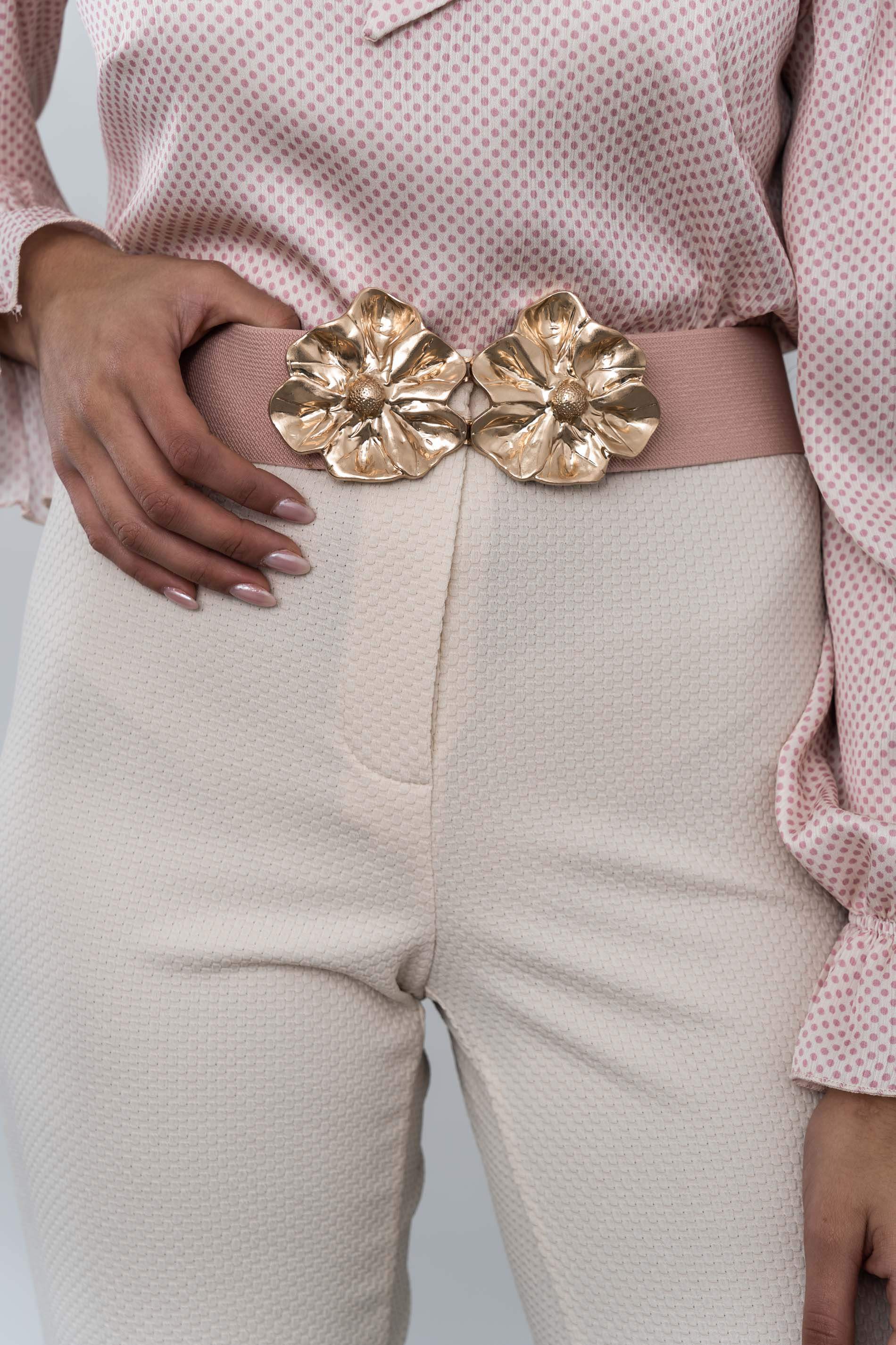 CINTURON ELASTICO FLOR METAL NUDE - Imagen 4