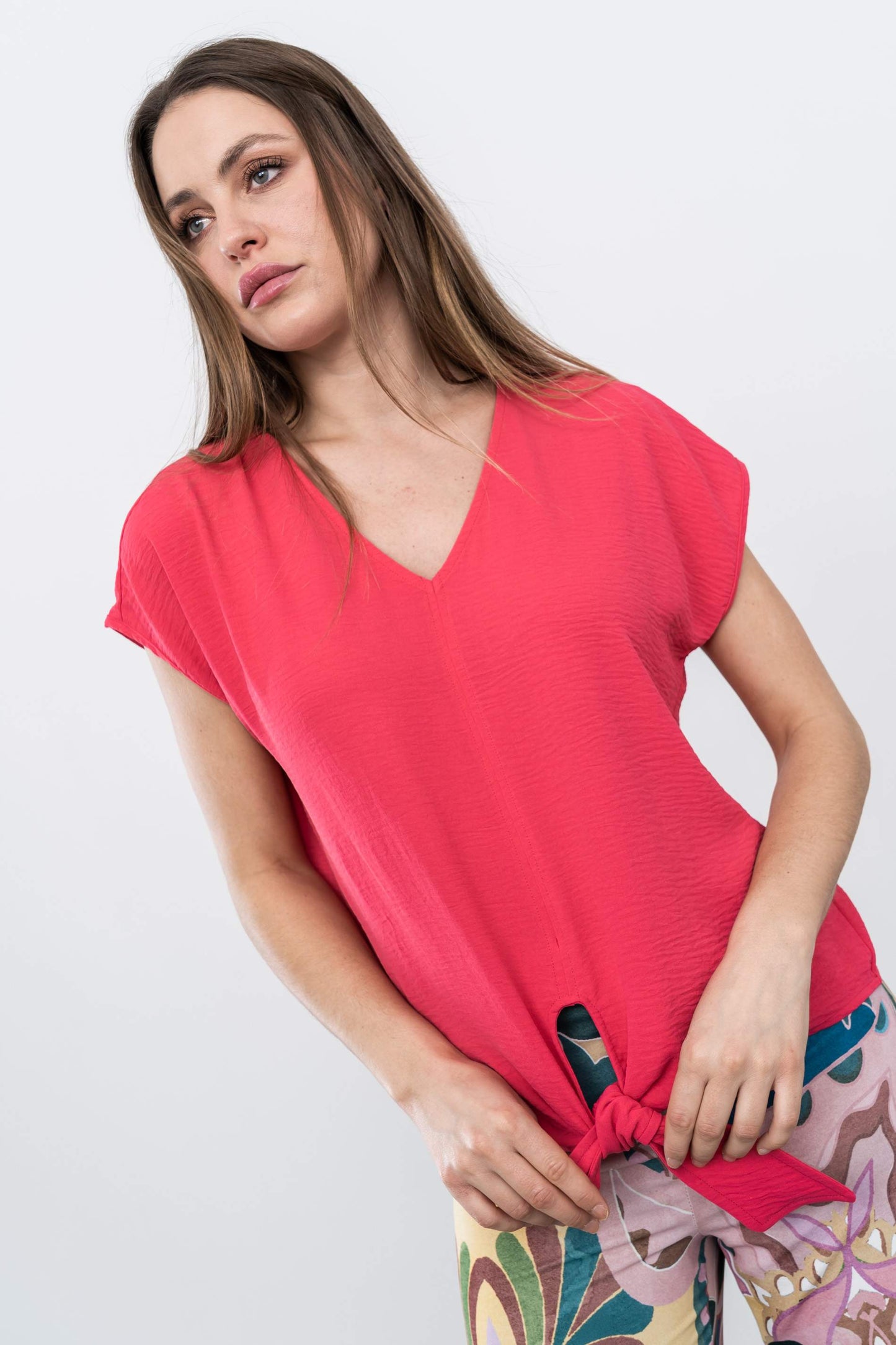 BLUSA NUDO CENTRAL FRESA - Imagen 3
