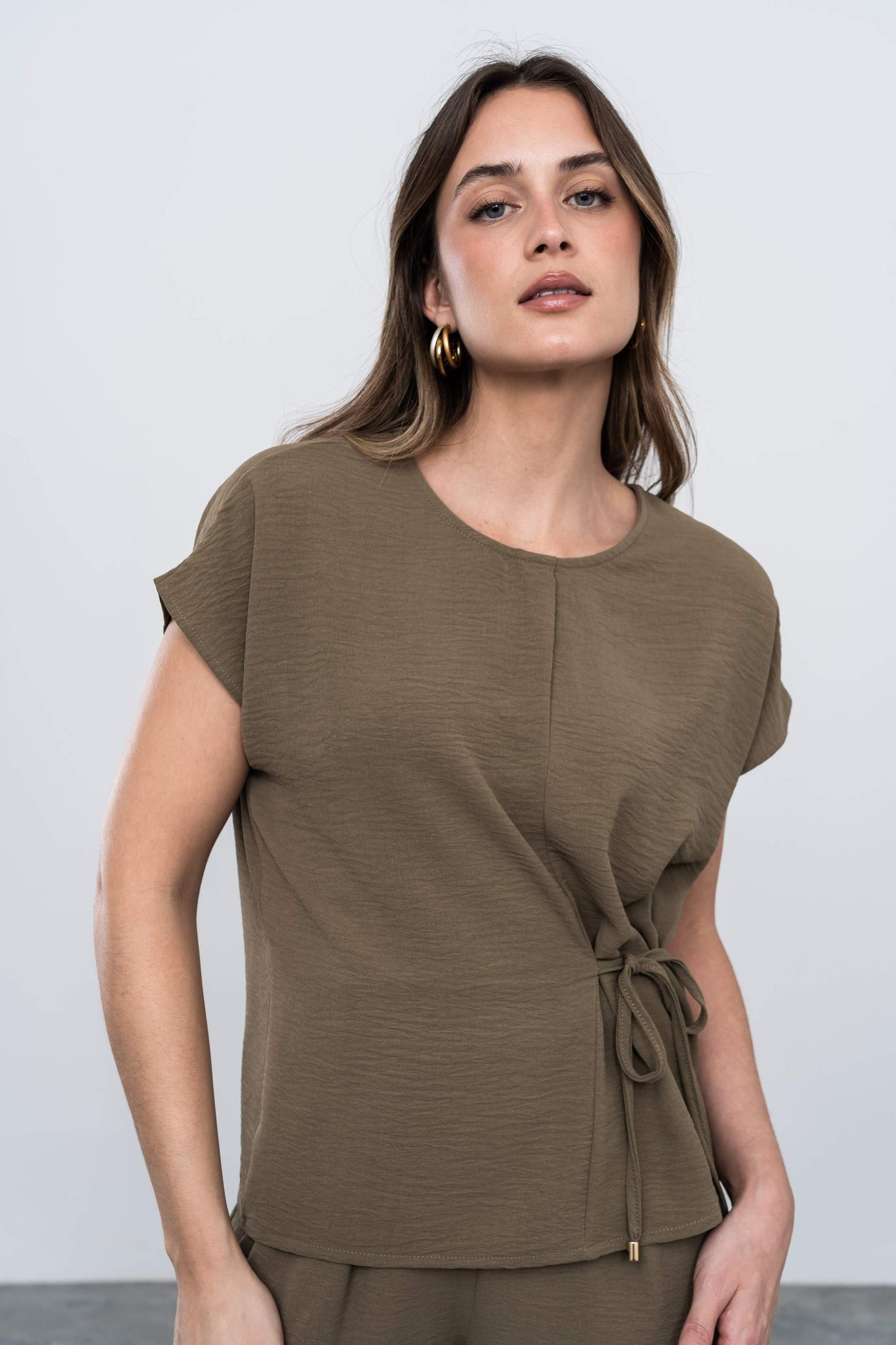 BLUSA CORDON LATERAL KAKI