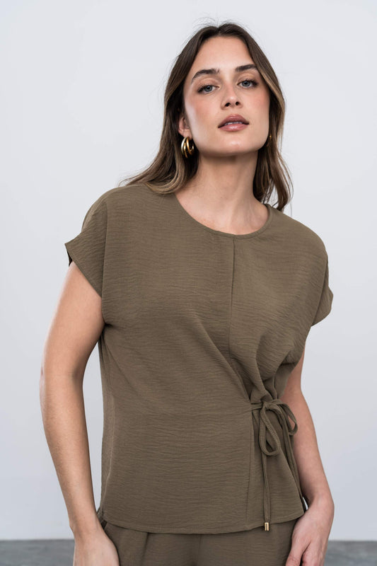 BLUSA CORDON LATERAL KAKI