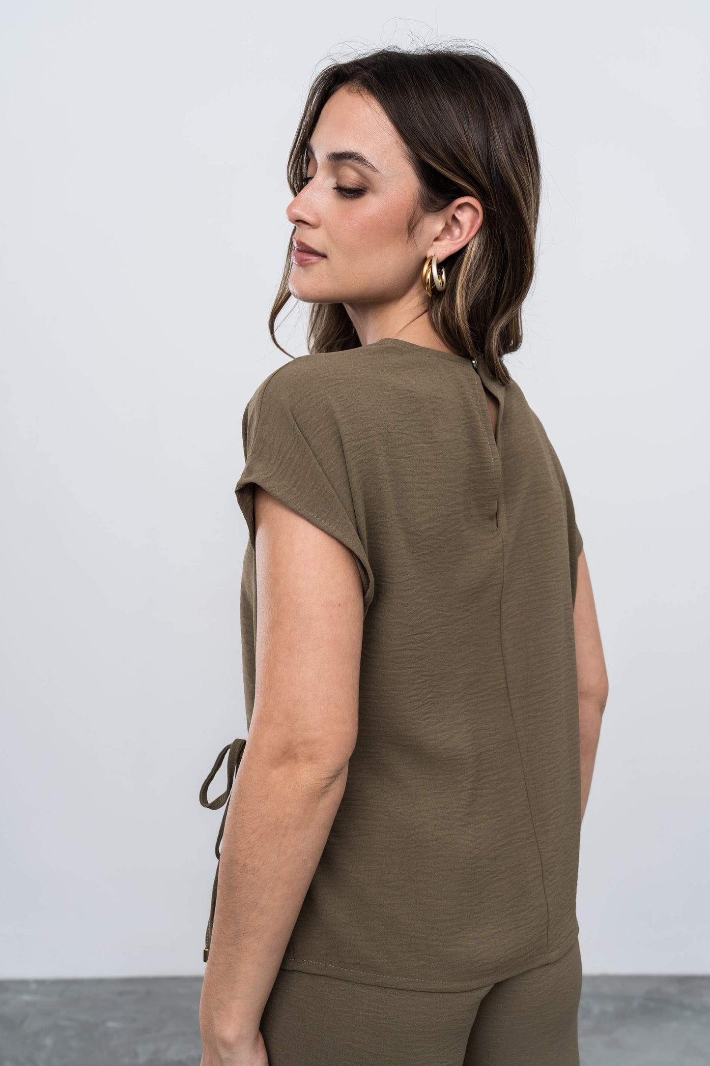 BLUSA CORDON LATERAL KAKI - Imagen 6