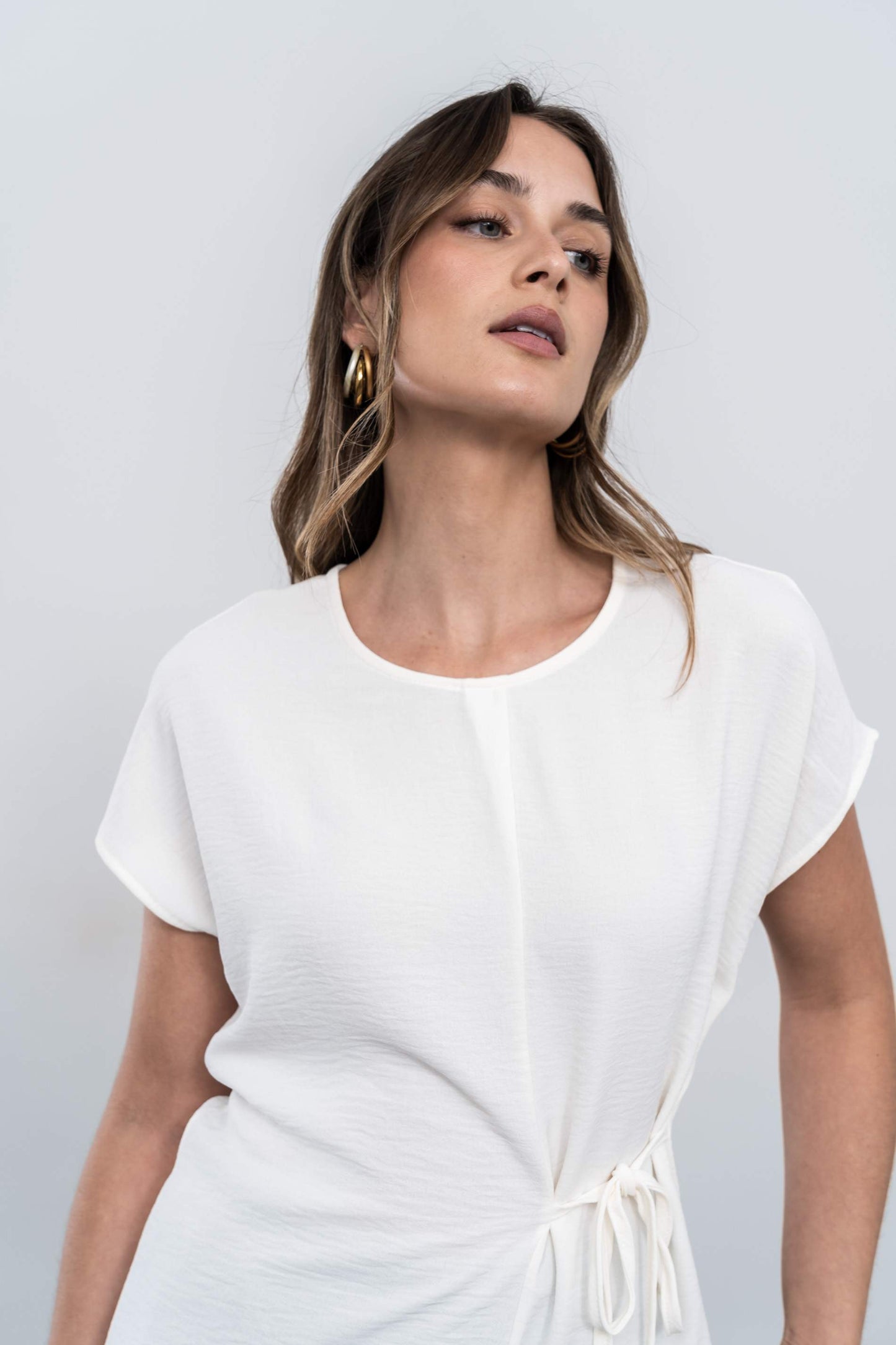 BLUSA CORDON LATERAL MARFIL - Imagen 2
