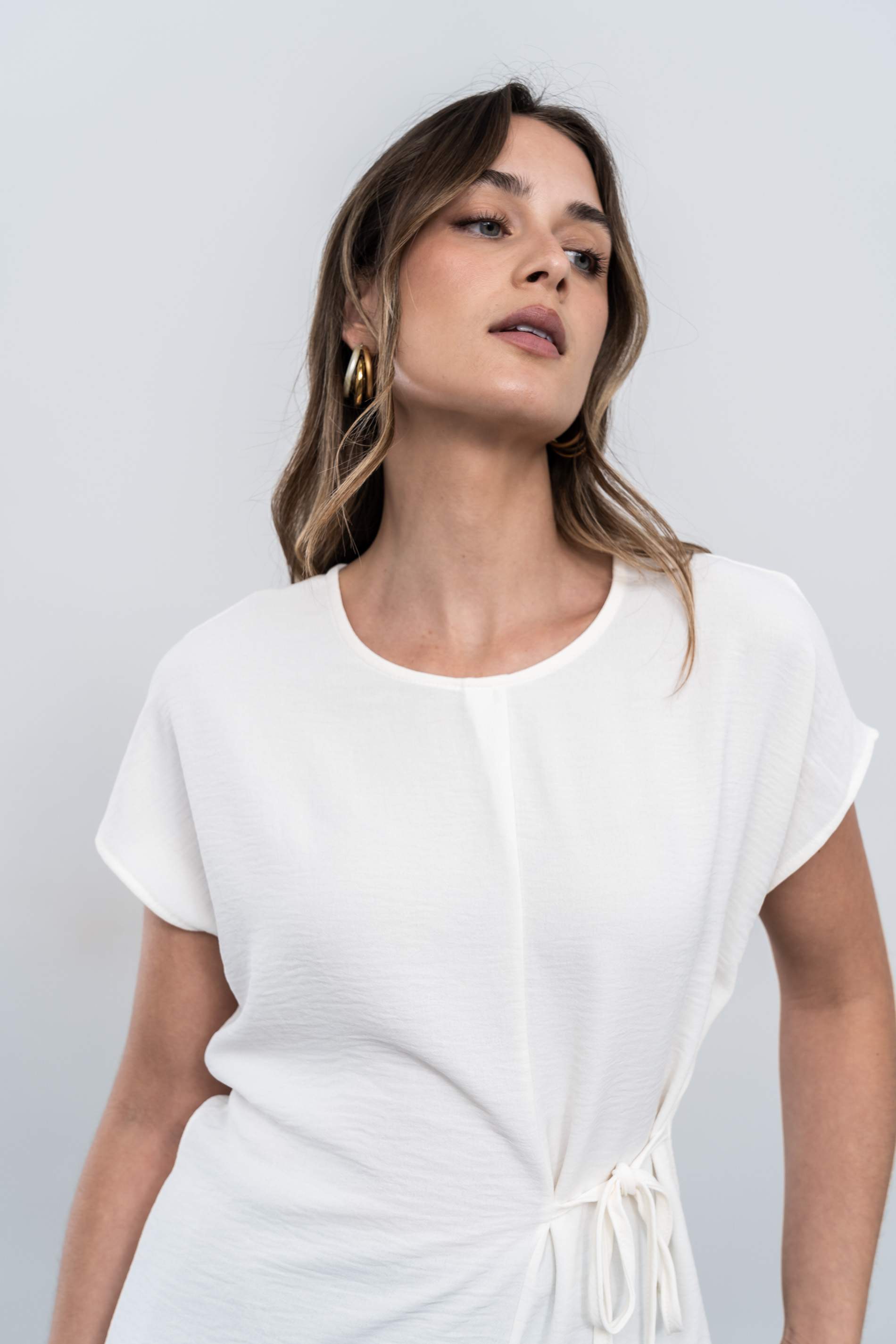 BLUSA CORDON LATERAL MARFIL - Imagen 2