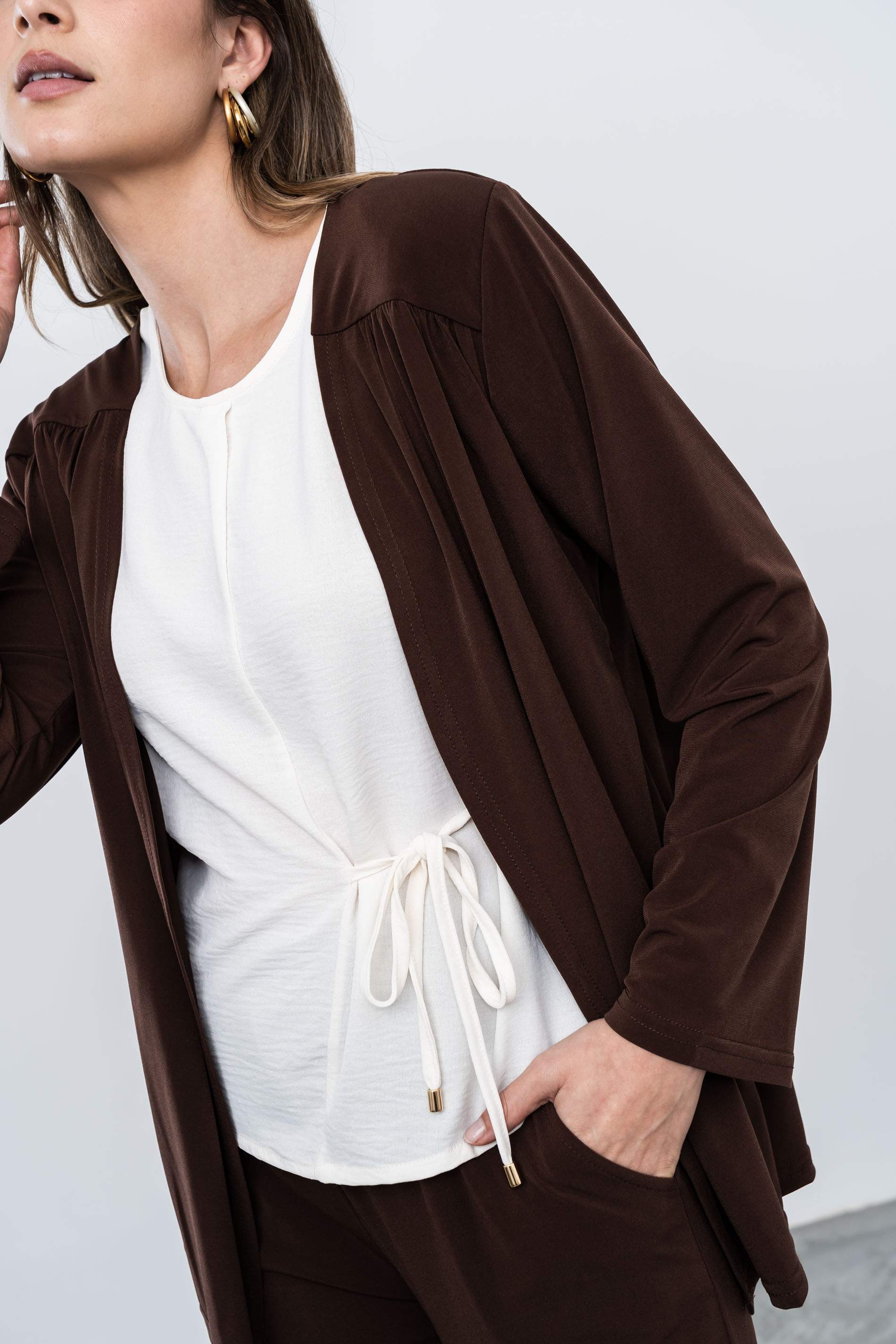BLUSA CORDON LATERAL MARFIL - Imagen 6