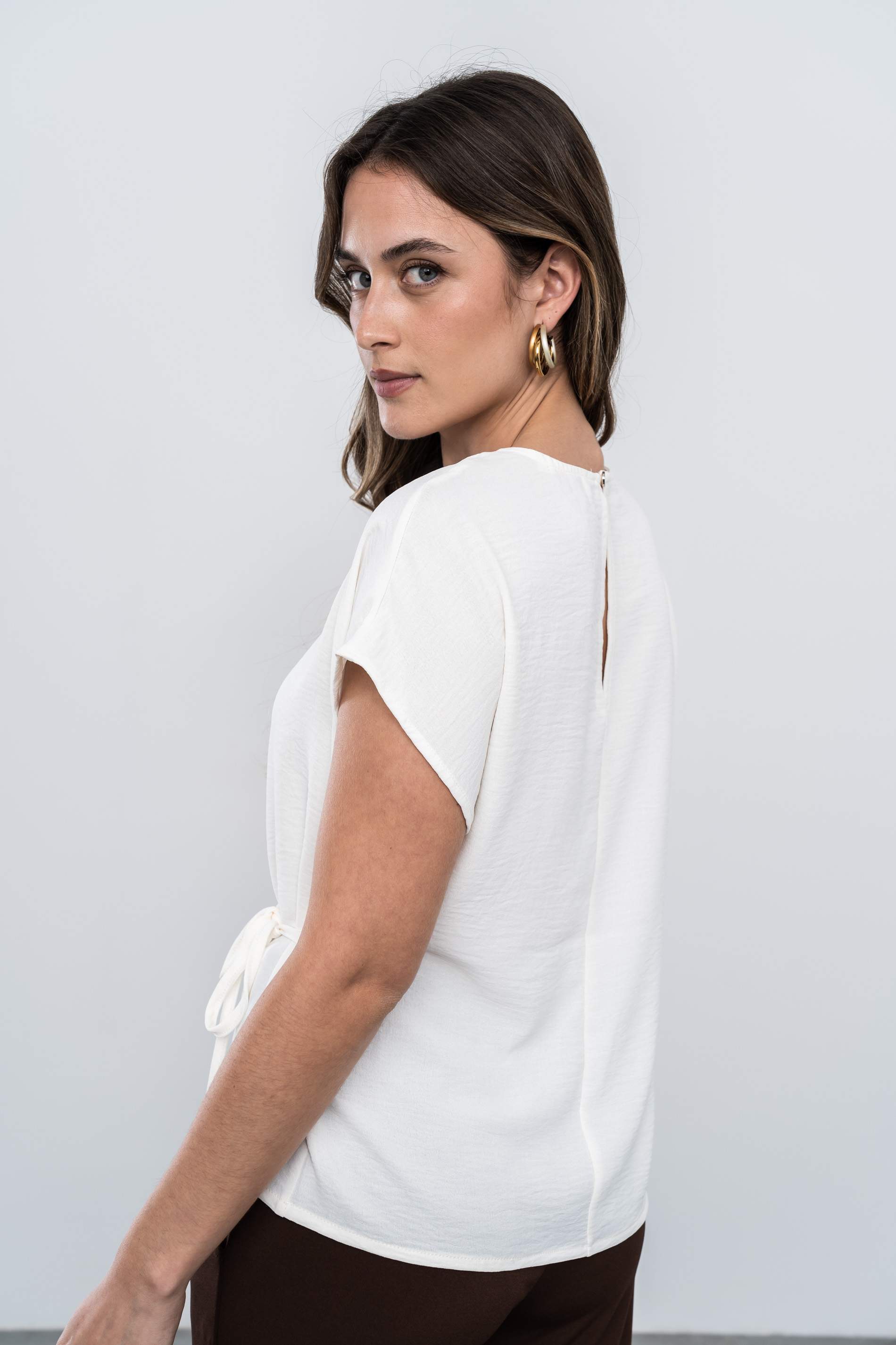 BLUSA CORDON LATERAL MARFIL - Imagen 8