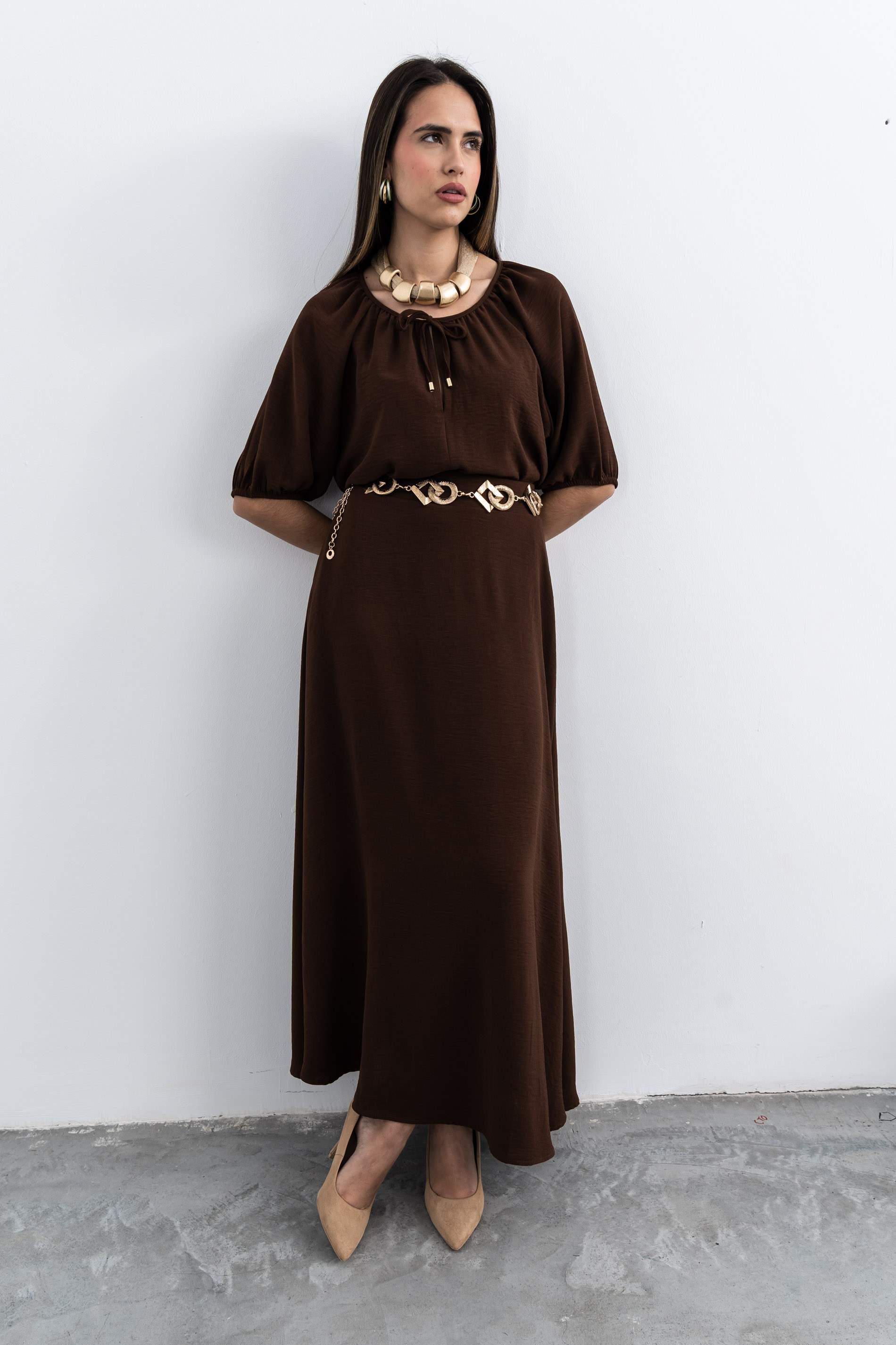 BLUSA FRUNCES LACITO CHOCOLATE - Imagen 3