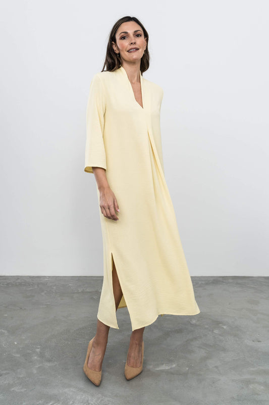 VESTIDO FUELLE LISO VAINILLA