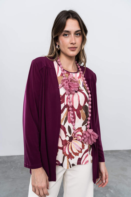 CARDIGAN CANESU FRUNCES BERENJENA
