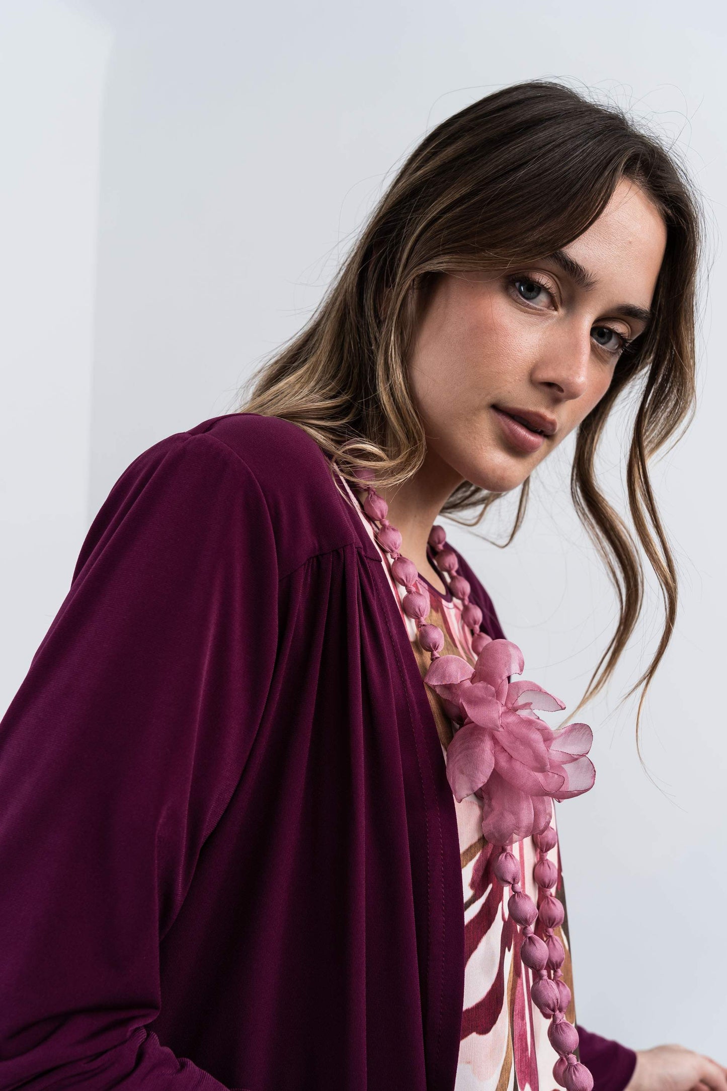 CARDIGAN CANESU FRUNCES BERENJENA - Imagen 7