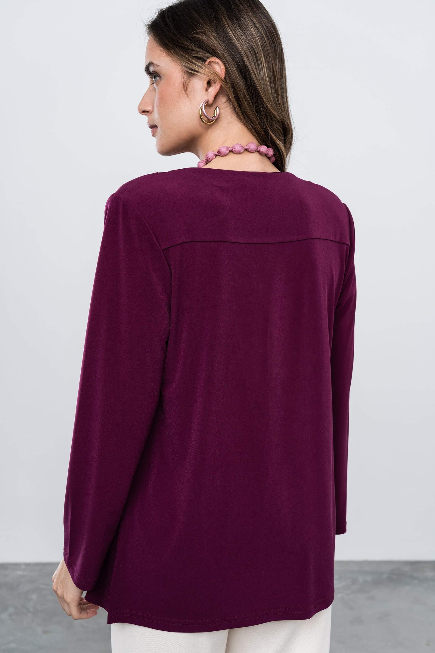 CARDIGAN CANESU FRUNCES BERENJENA - Imagen 8
