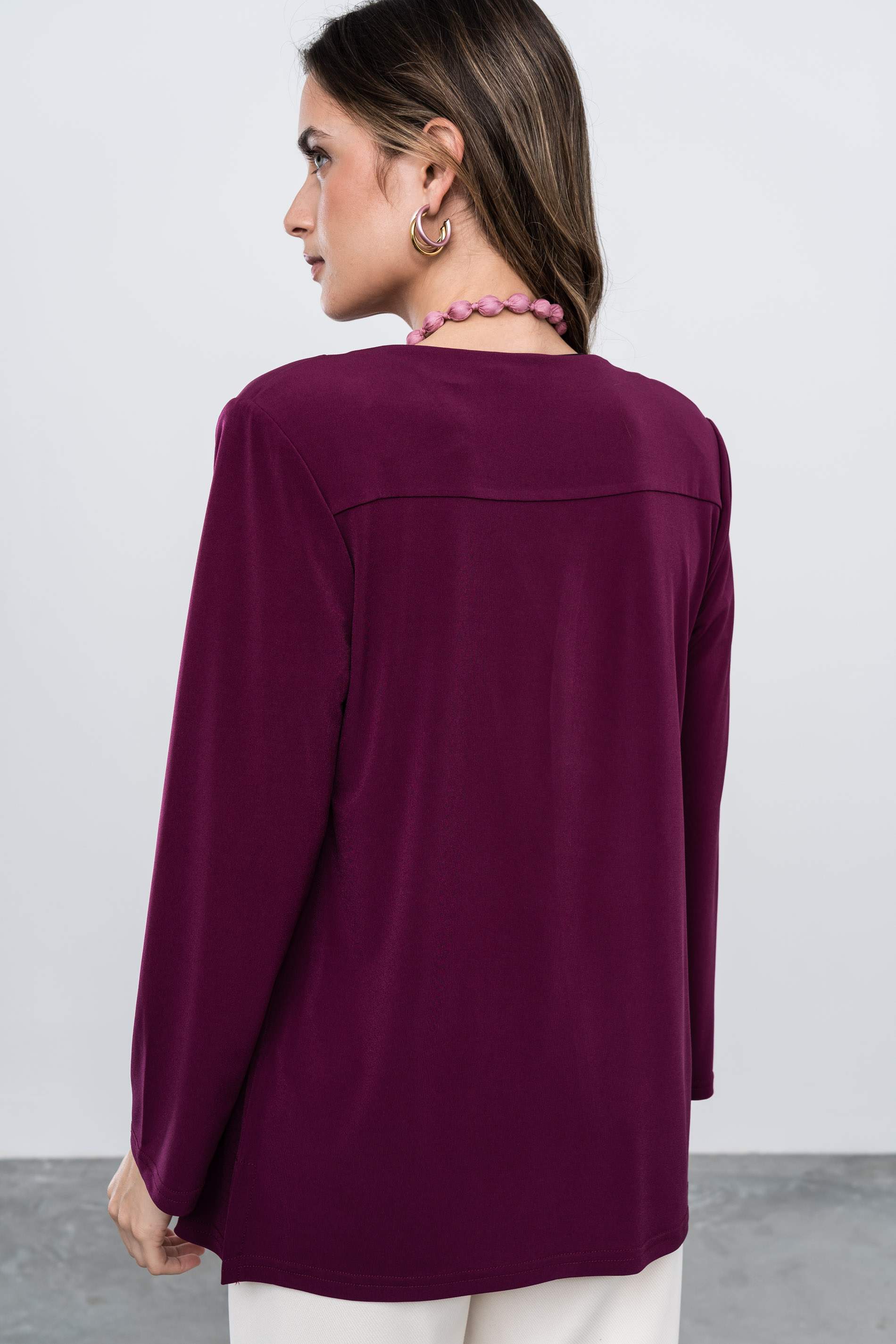 CARDIGAN CANESU FRUNCES BERENJENA - Imagen 8