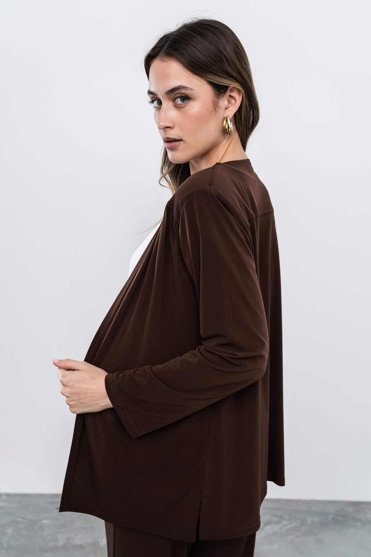 CARDIGAN CANESU FRUNCES CHOCOLATE - Imagen 6