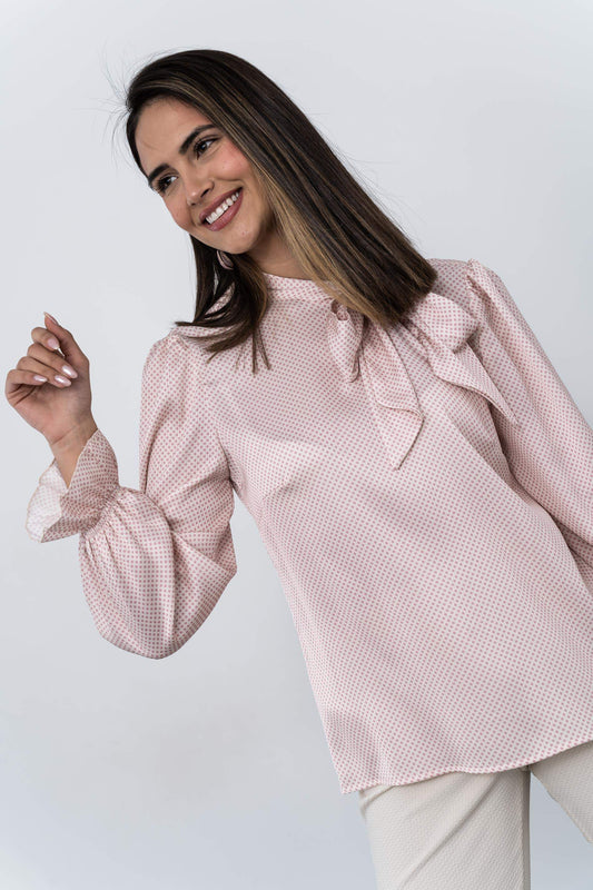 BLUSA LAZADA TOPOS ROSA