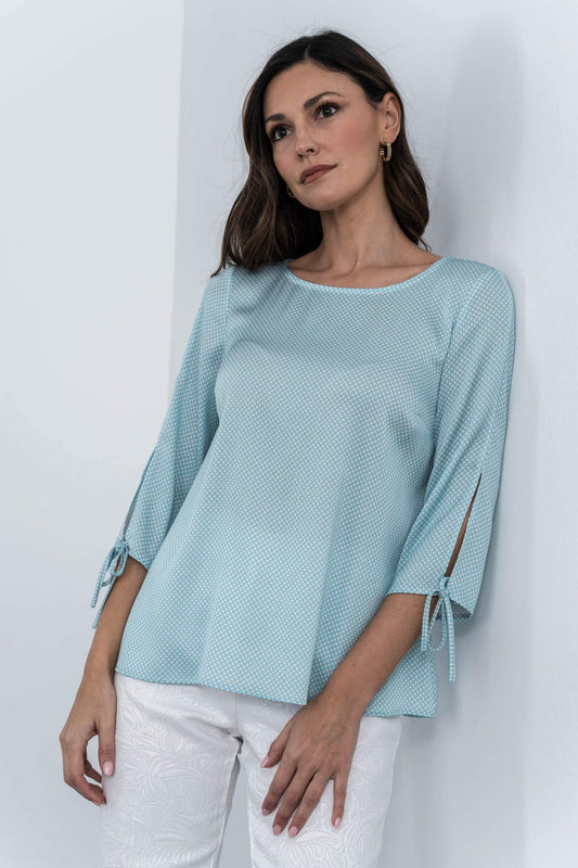BLUSA MANGA LACITOS AGUA