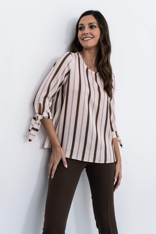 BLUSA RAYAS LAZOS PUNO CHOCOLATE