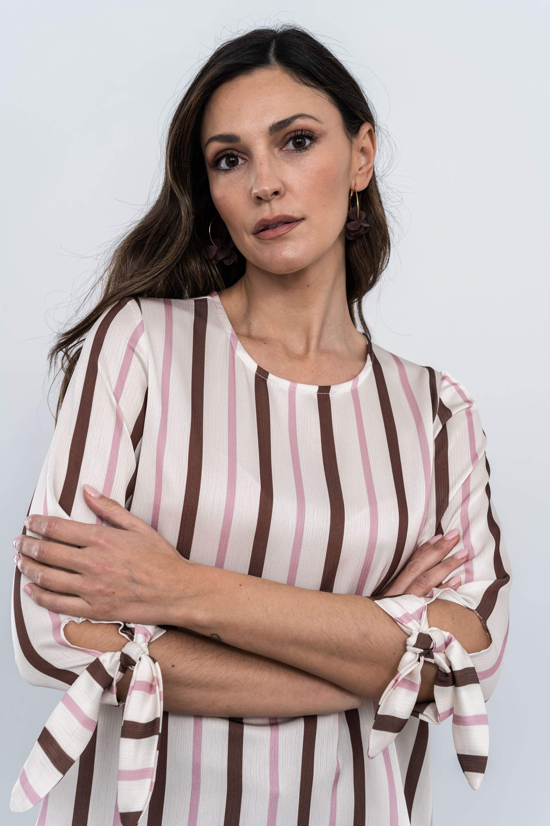BLUSA RAYAS LAZOS PUNO CHOCOLATE - Imagen 2